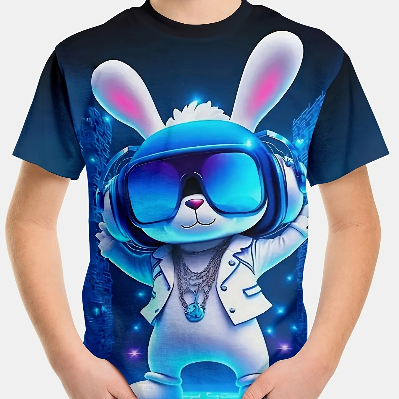 

Trendy Cool Rabbit 3d Print Short Sleeve T-shirts For Boys - Cool, Lightweight And Comfy Summer Clothes!