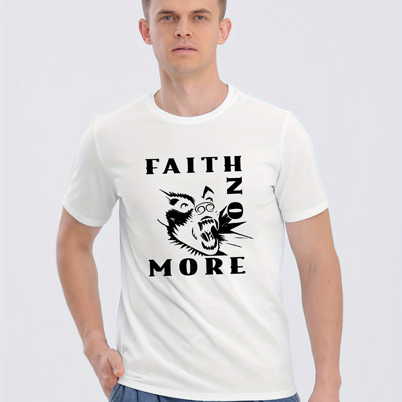

' ' Print Short Sleeved T-shirt, Comfortable Round Neck T-shirt, Regular Style, Versatile And Fashionable, Suitable For Daily Wear