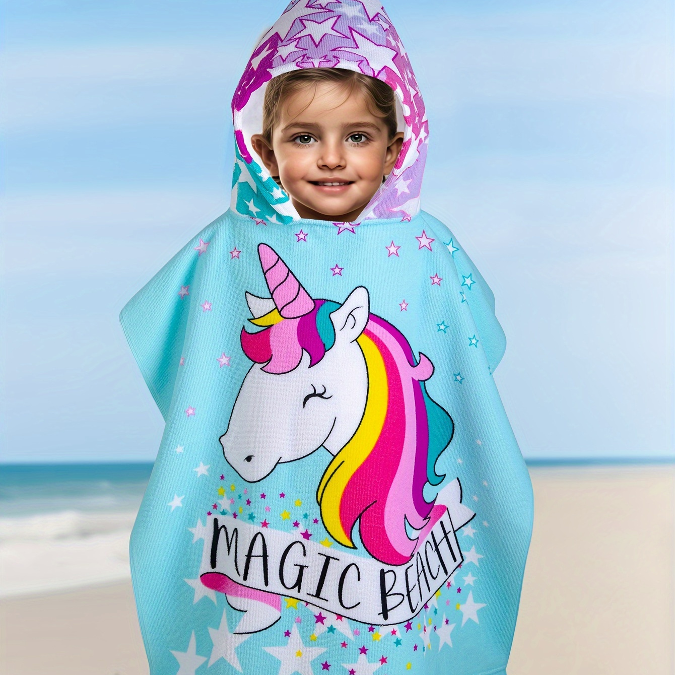 

Kids Hooded Beach Towel For Ages 1-10, Design Quick-dry Absorbent Poncho, Portable Travel Bathrobe, Sun Protection, Perfect For Beach & Park Playtime, Ideal Gift For Toddlers And Children