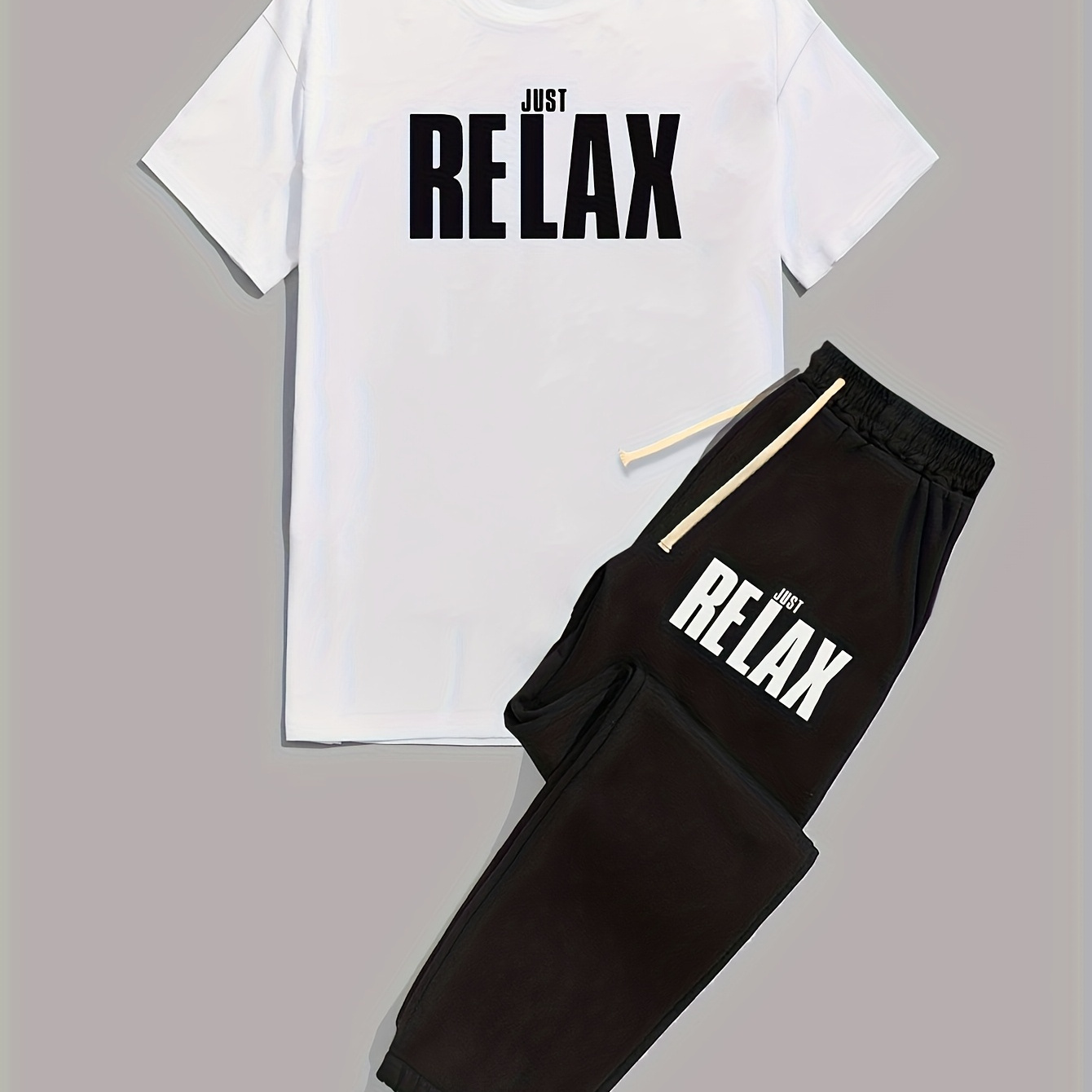 

' And Personalized Print Short-sleeve T-shirt And Casual Sweatpants Set