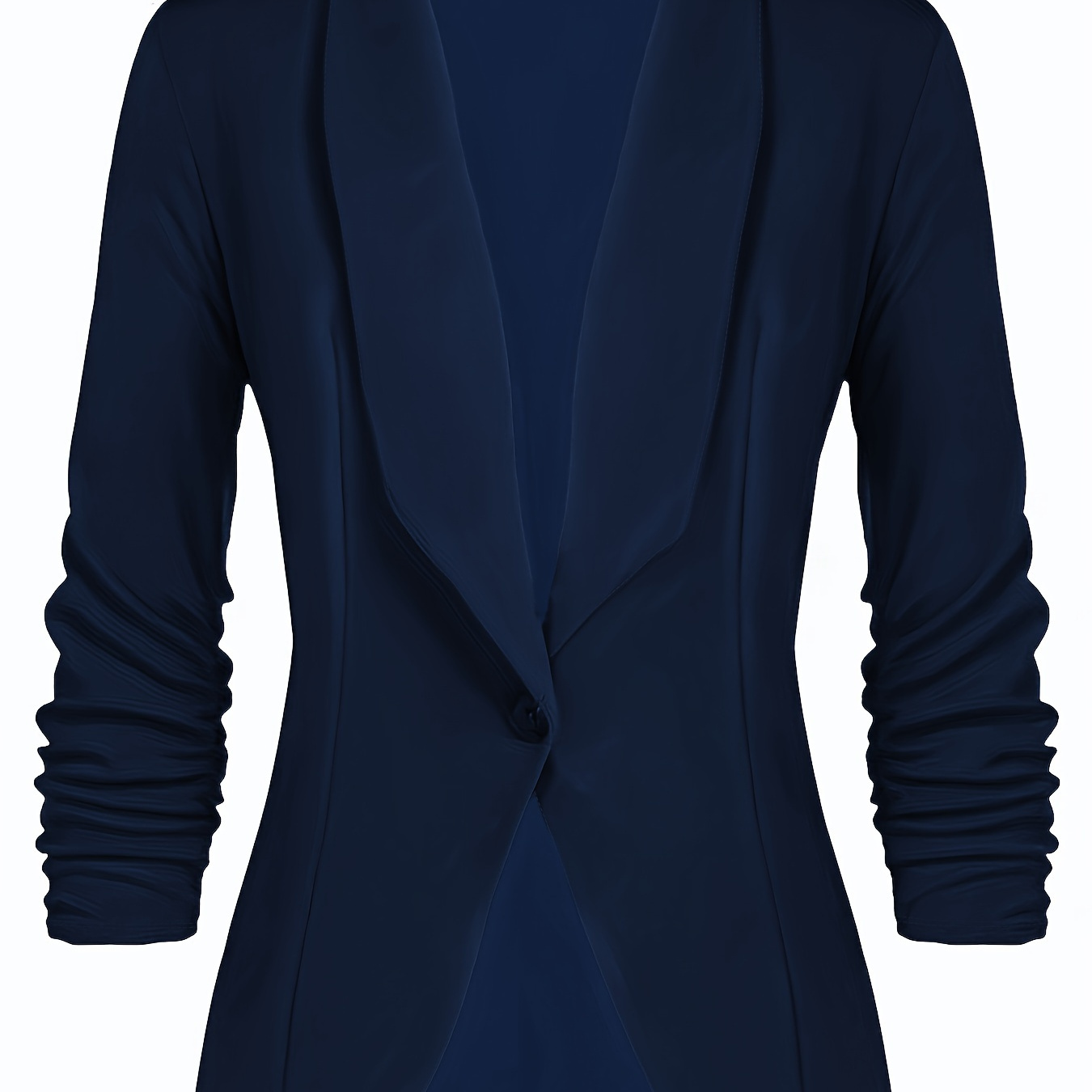 Plus Size Casual Blazer, Women's Plus Solid Long Sleeve Lapel Collar Single Breast Button Slim Fit Blazer