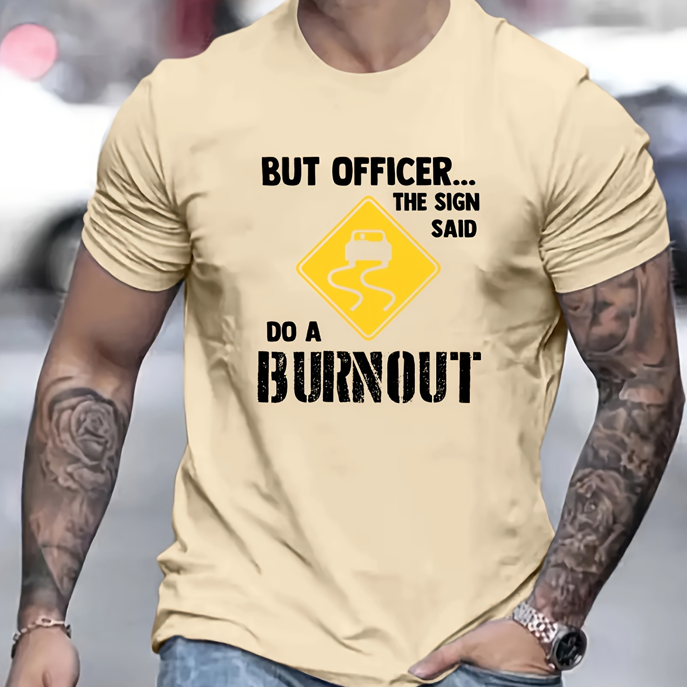 

But Officer The Sign Said Print T Shirt, Tees For Men, Casual Short Sleeve T-shirt For Summer