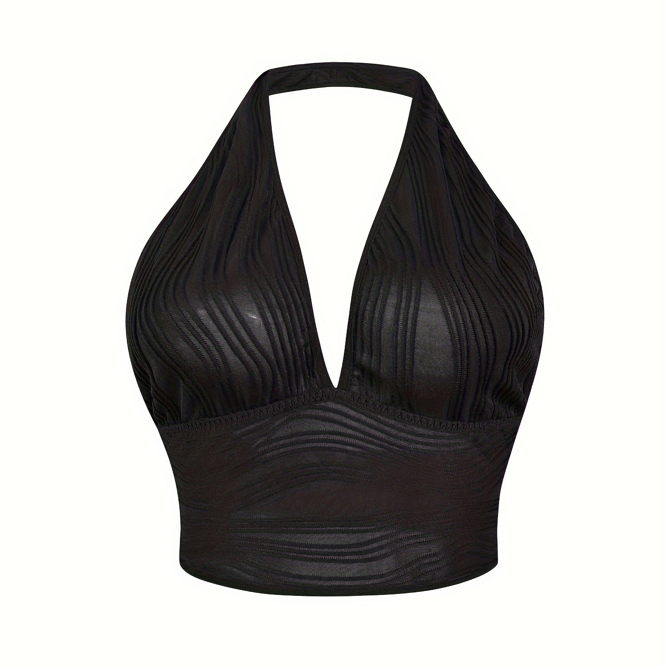 

Women's Plus Sexy Bra, Plus Size Wave Deep V Neck Backless Non Padded Halter Bra