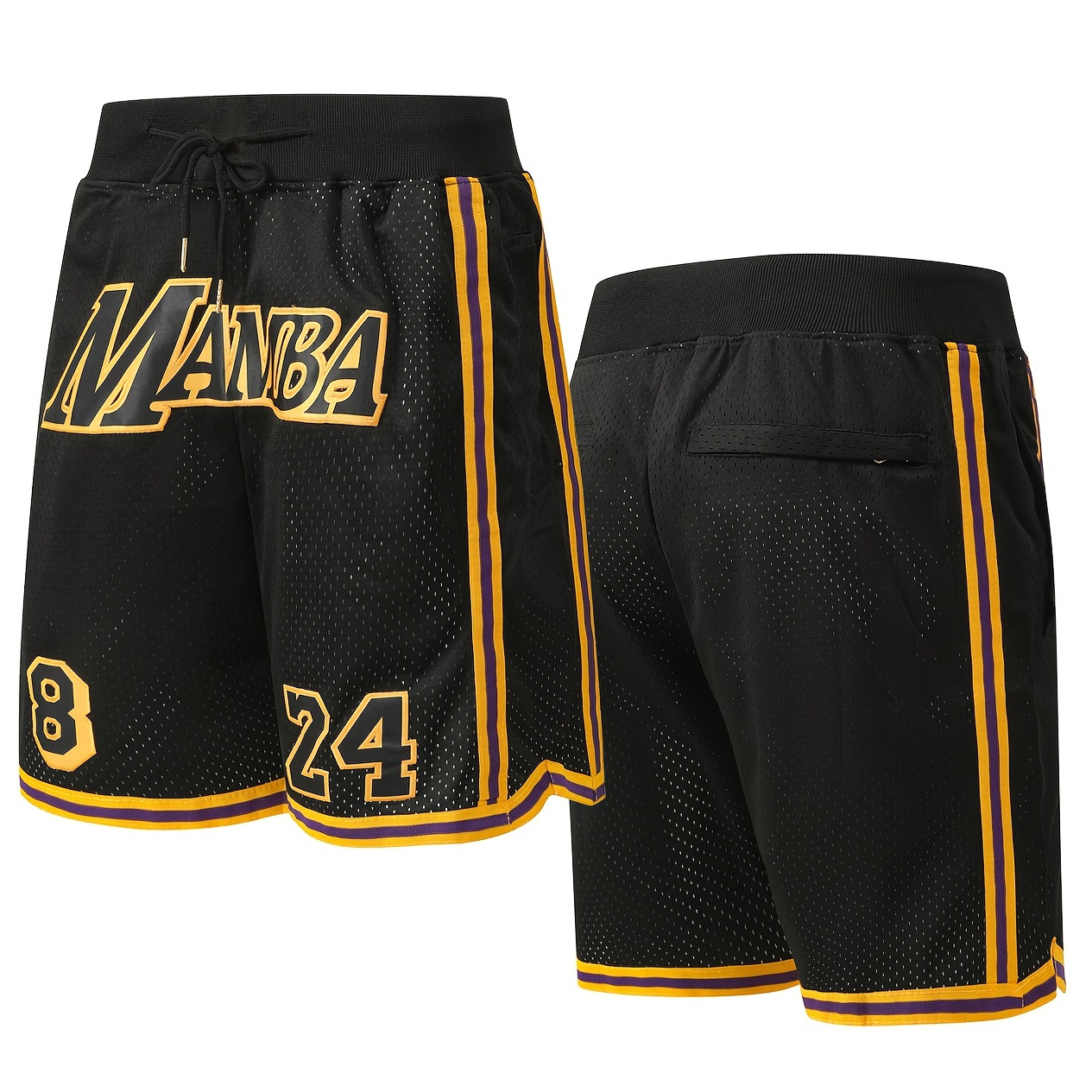 

Men's Embroidered #8/24 Basketball Shorts - Breathable, Loose- Pants With Pockets For Training & Casual Wear, Sizes S-xxxl, Waistband, Sports Pants