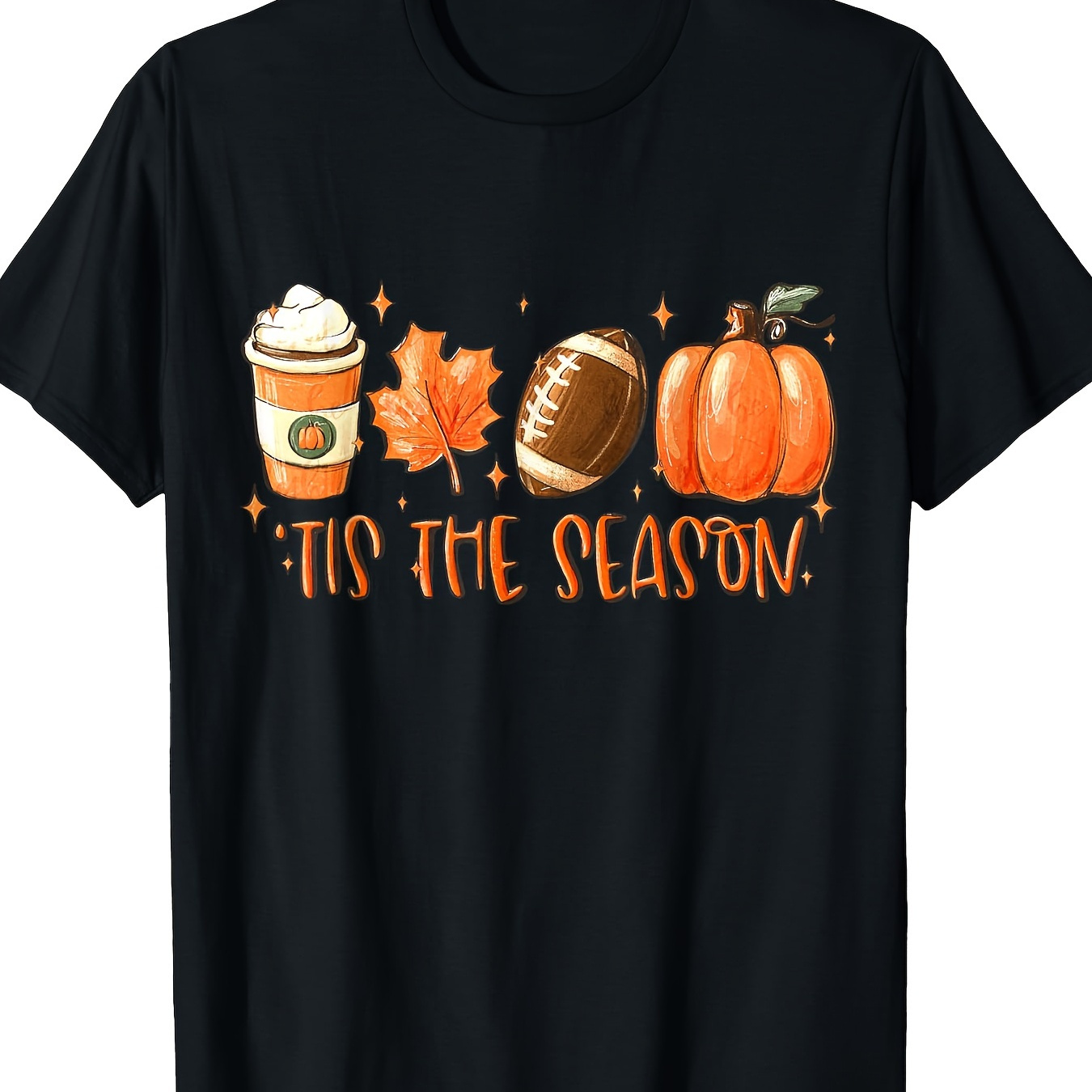 

Tis The Season Football Fall Coffee Pumpkin Autumn Women Men T-shirt, Men's T-shirt, 220g