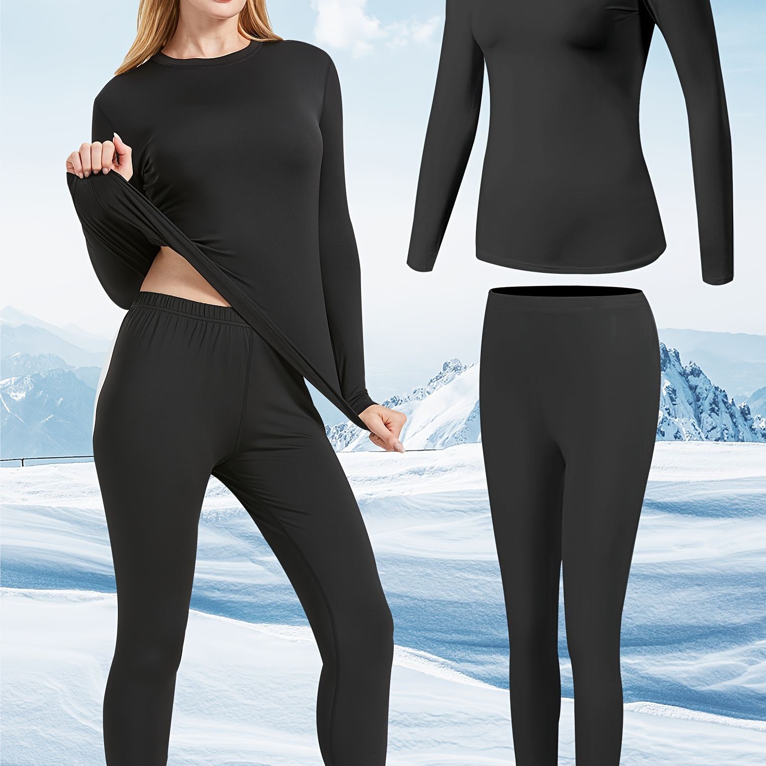 

Thermal Underwear Women Long Set, Base Layer Skiing Winter Warm