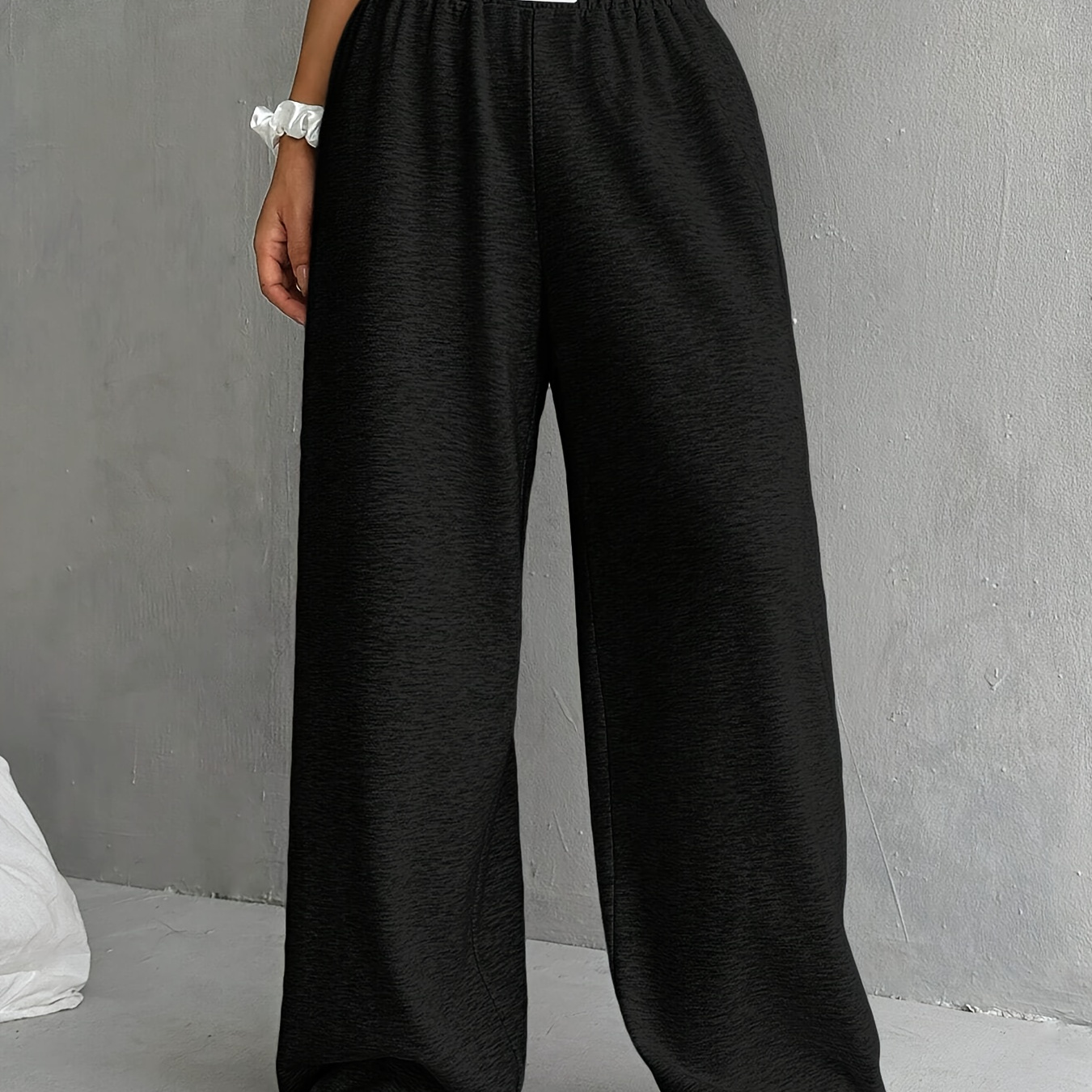 

Women's Casual Wide-leg Pants With - Waist, Solid Color, Machine Washable