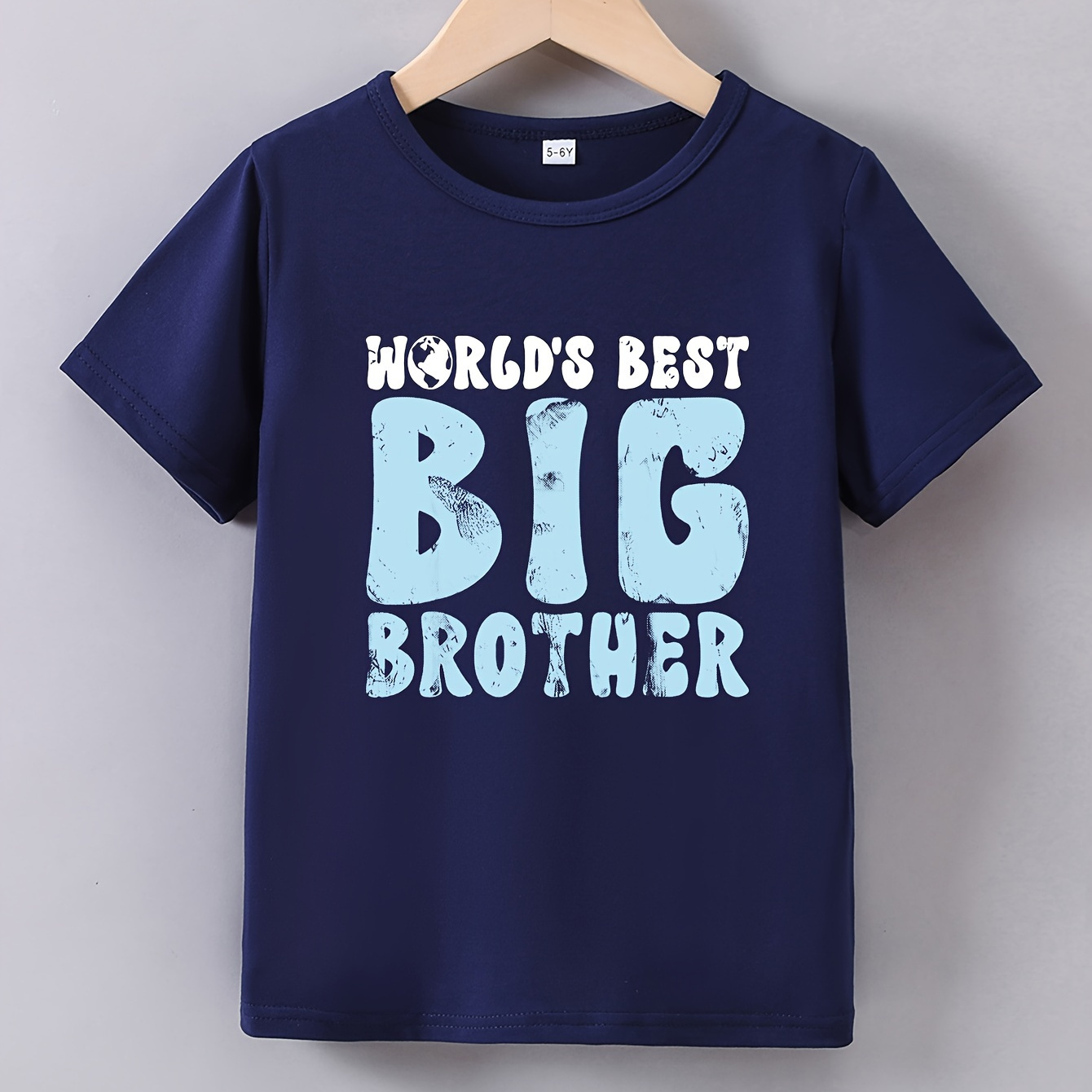 

Boys Casual T-shirt, Big Brother Print Comfortable Short Sleeve Crew Neck Top, Boys Summer Clothing