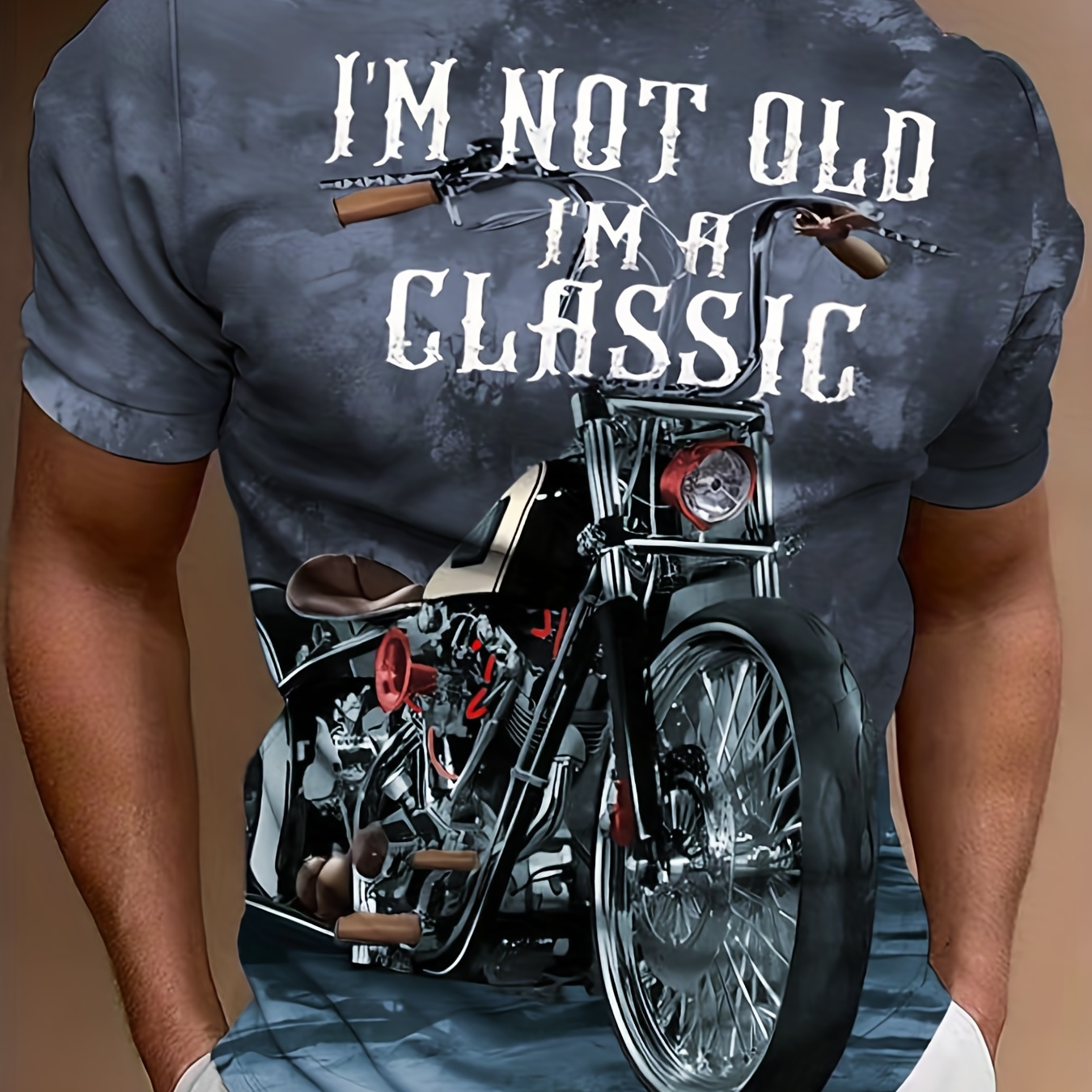 

Motorcycle & Slogan 3d Digital Pattern Print Men's Graphic T-shirts, Causal Comfy Tees, Short Sleeve Pullover Tops, Men's Summer Outdoor Clothing