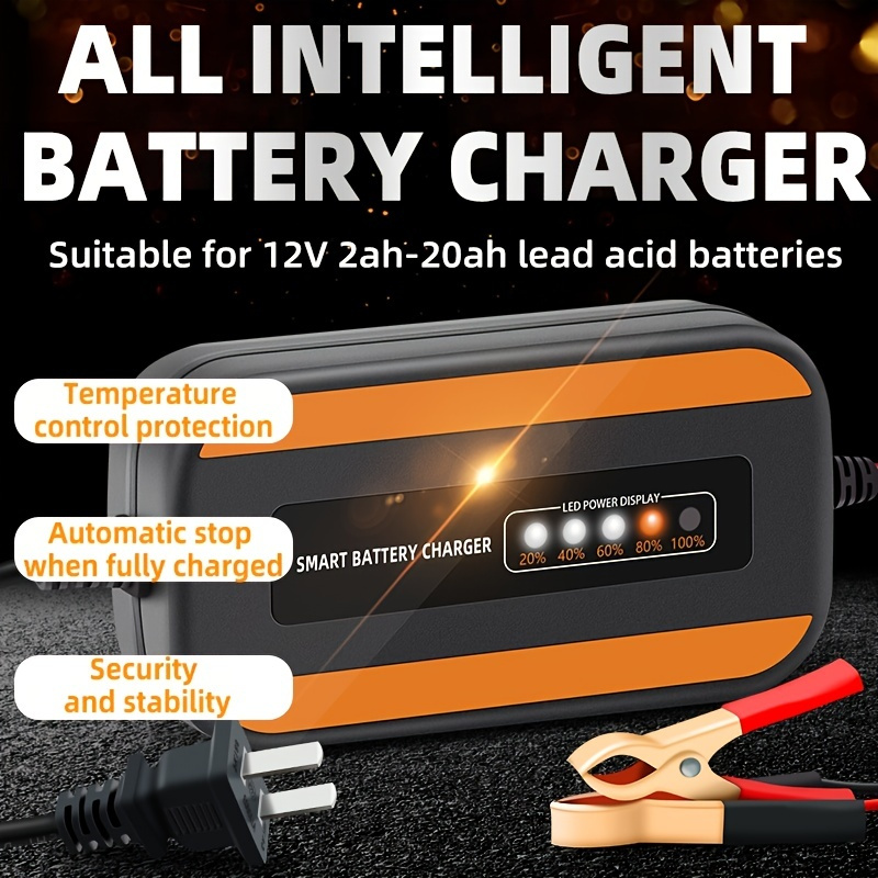 Chargeur de batterie au lithium-ion 12.6V 4s, chargeur de moto de voiture  12v, chargeur de batterie Lifepo4 Agm Gel Efb à décharge profonde