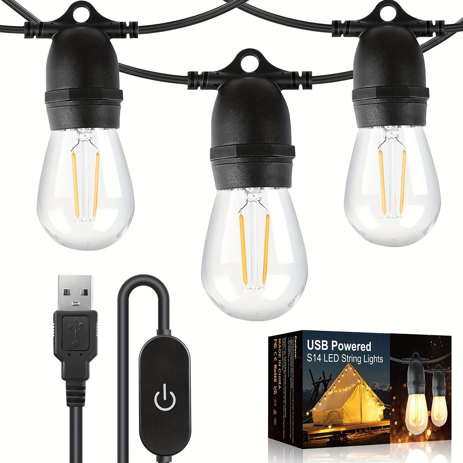  Camping String Lights,33Ft String Light with Camping Lanterns  (4 in 1 Design),Camping Lights with 4000mAh Charger,7 Light Modes,IPX6  Waterproof,Rechargeable Flashlight : Sports & Outdoors