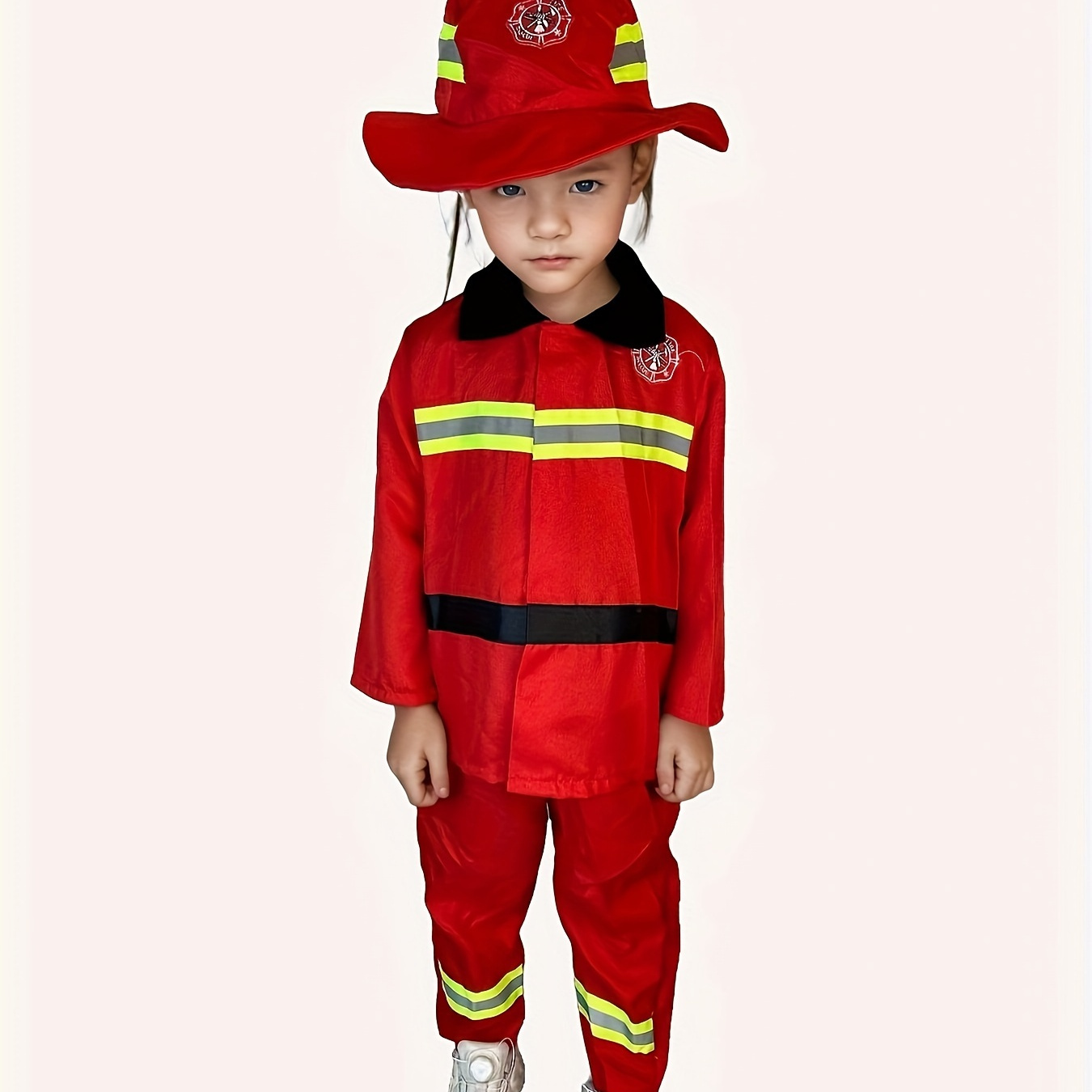 

Creative Fireman Costume, Firefighter Clothes With Accessories And Hat Set For Boys, Ideal For Stage Performance, /christmas Party