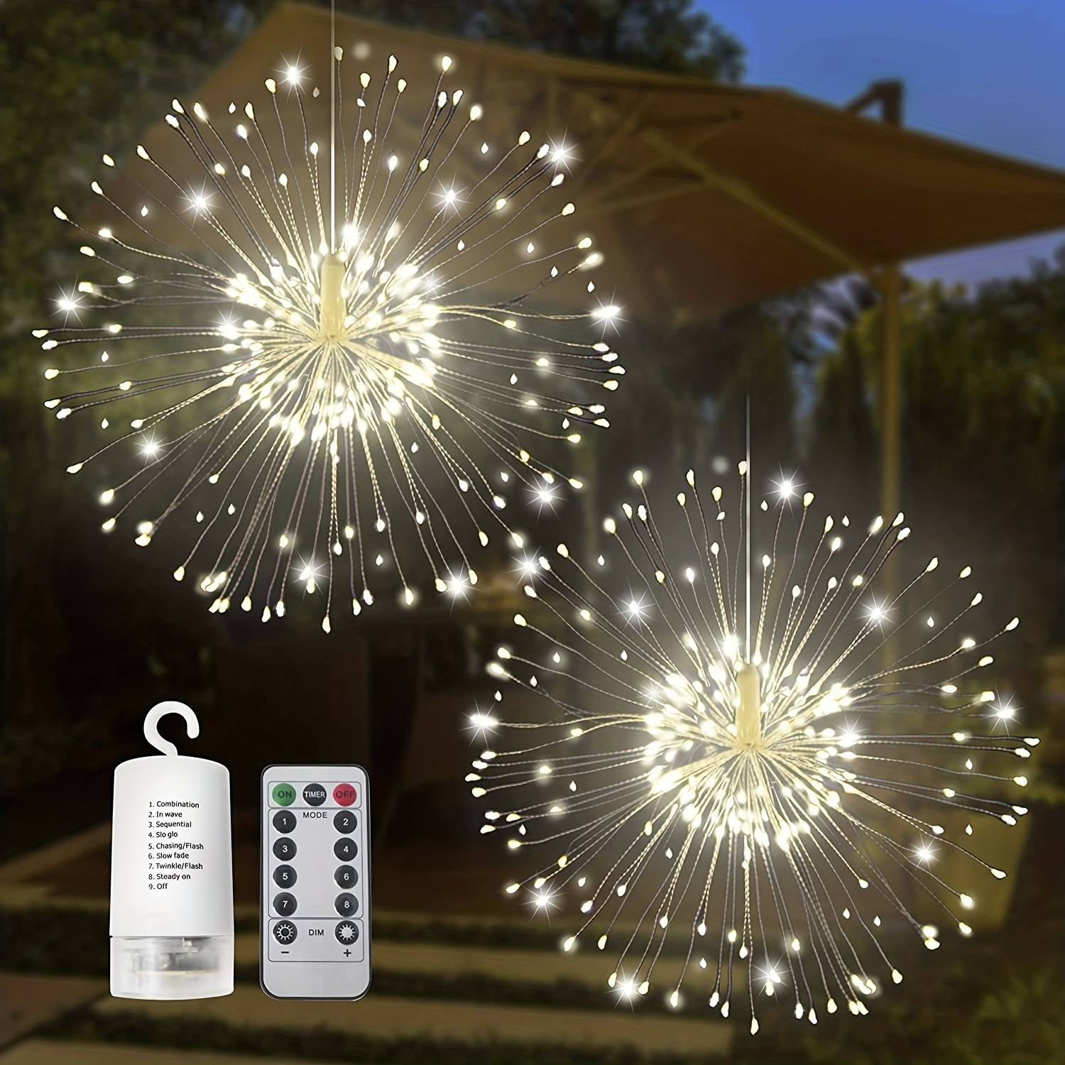 

1pc Led Copper Wire Starburst Design Lights, 8 Lighting Modes Battery Operated Fairy Lights With Remote Control, Hanging Light For Bedroom, Christmas, Party, Valentine's Day Decoration