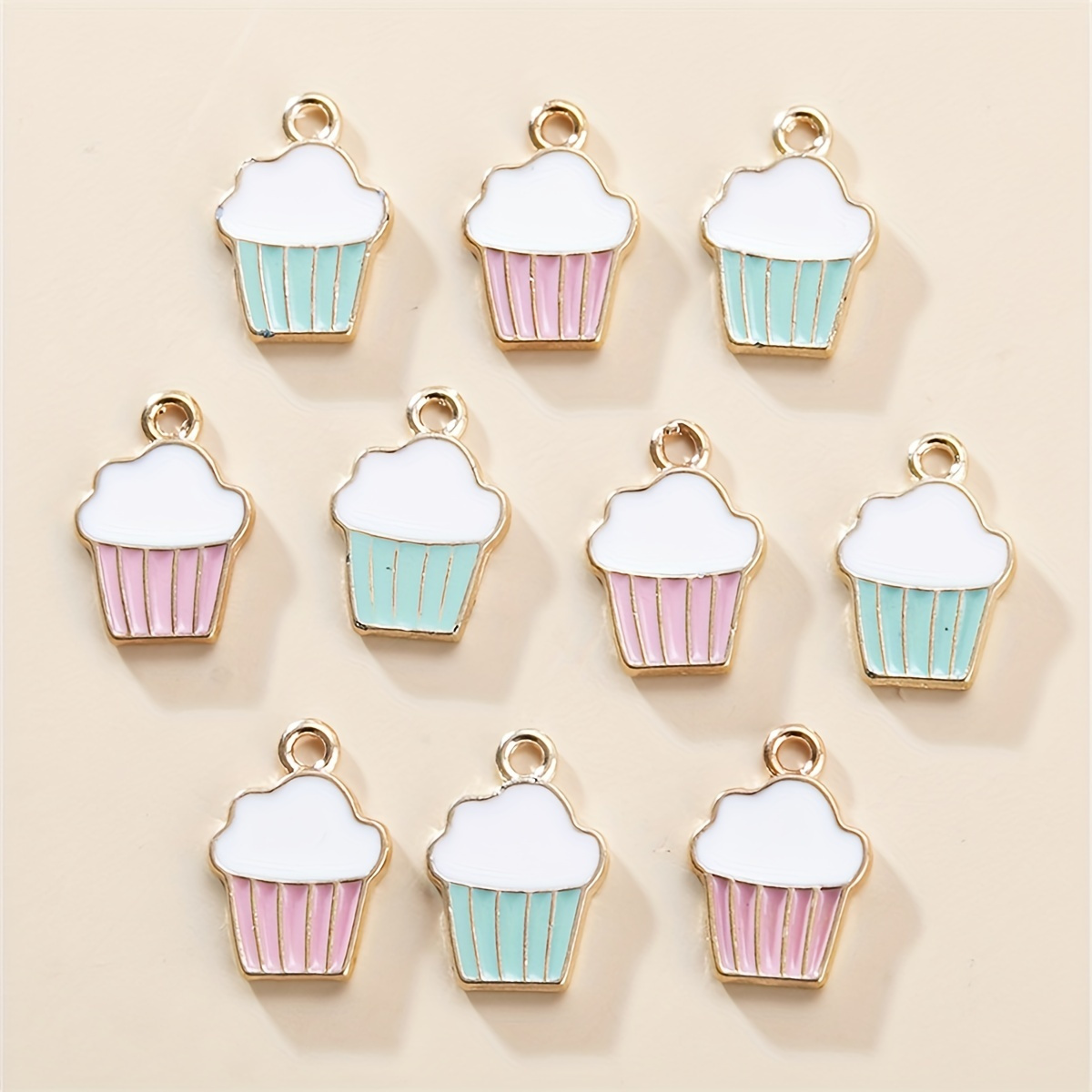 

10pcs Enamel Alloy Metal Pink Cake Drop Oil Charms Pendant For Jewelry Making Necklace Earring Accessory Handmade Diy 11*16mm/0.43*0.62in