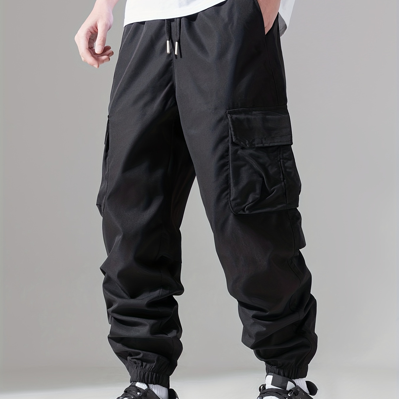 

Pantalon cargo décontracté à coupe ample avec plusieurs poches et cordon de serrage, joggers pour hommes pour l'extérieur au printemps et en automne