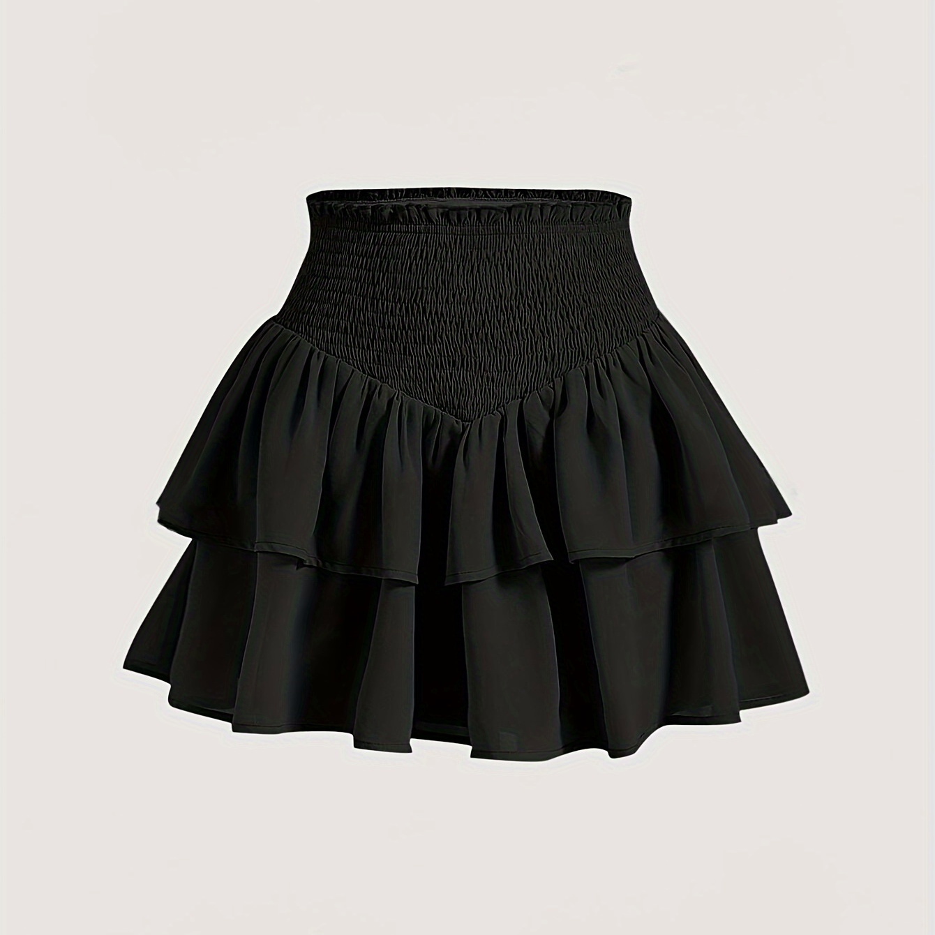 

Layered Ruffle Hem High Waist Skirt, Elegant Loose Skirt For Spring & Summer, Women's Clothing