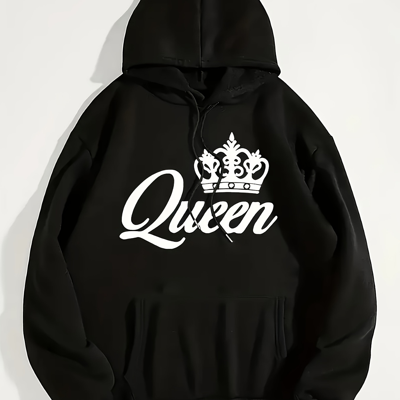 

Queen Print Hoodie, Drawstring Casual Hooded Sweatshirt For Winter & Fall, Women's Clothing