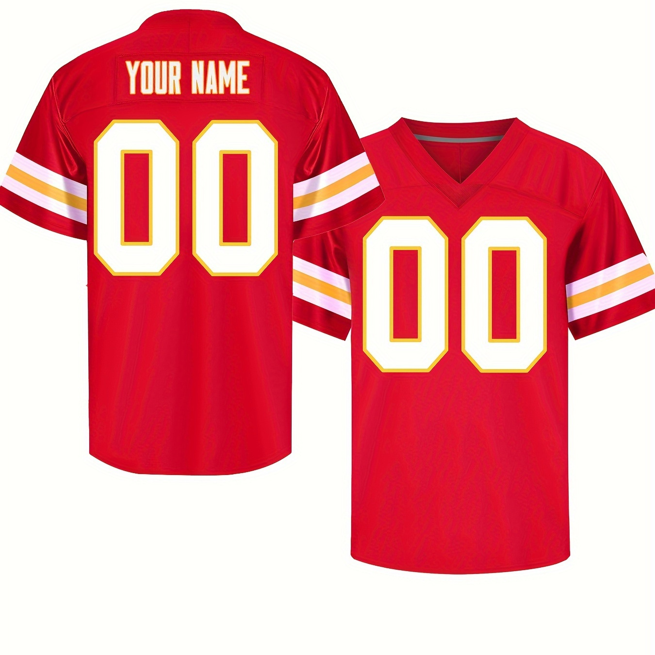 

Customize Any Name And Number For Men's Football Jersey, Fashionable And Casual Street Breathable Sports Top, V-neck Rugby Jersey