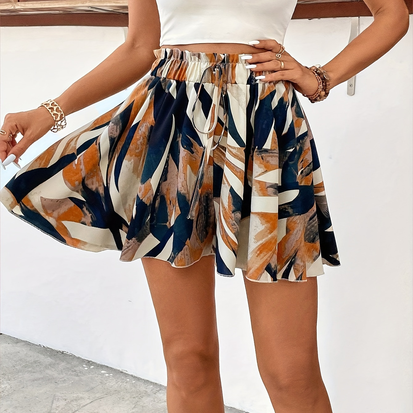 

Floral High Waist Skirt, Elegant Mini Skirt For Spring & Summer, Women's Clothing