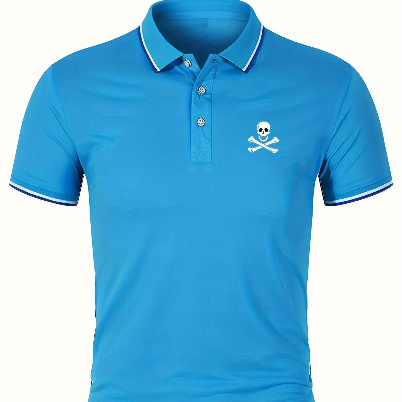 

Men's Golf Shirt, Skull And Print Short Sleeve Breathable Tennis Shirt, Business Casual, Moisture Wicking