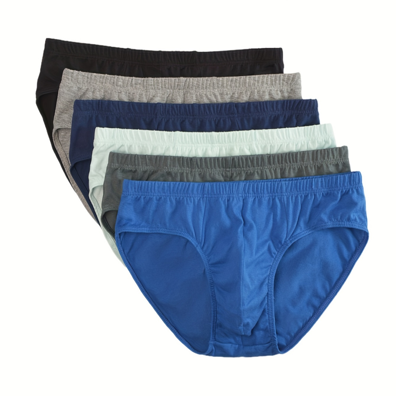 

5-Pack de slips pour hommes en coton 100% - Couleur unie, élasticité moyenne, tissu tricoté respirant pour hommes, confortable et classique pour tous les saisons