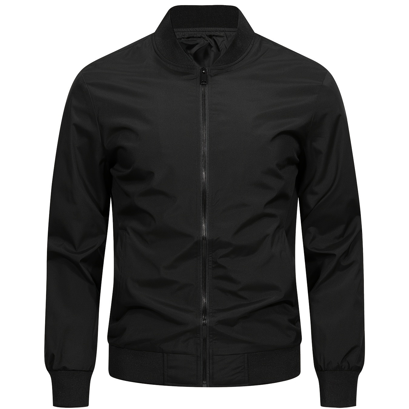 

Veste coupe-vent zippée à manches longues et col montant pour homme, veste légère et polyvalente pour les activités de plein air au printemps et en automne.