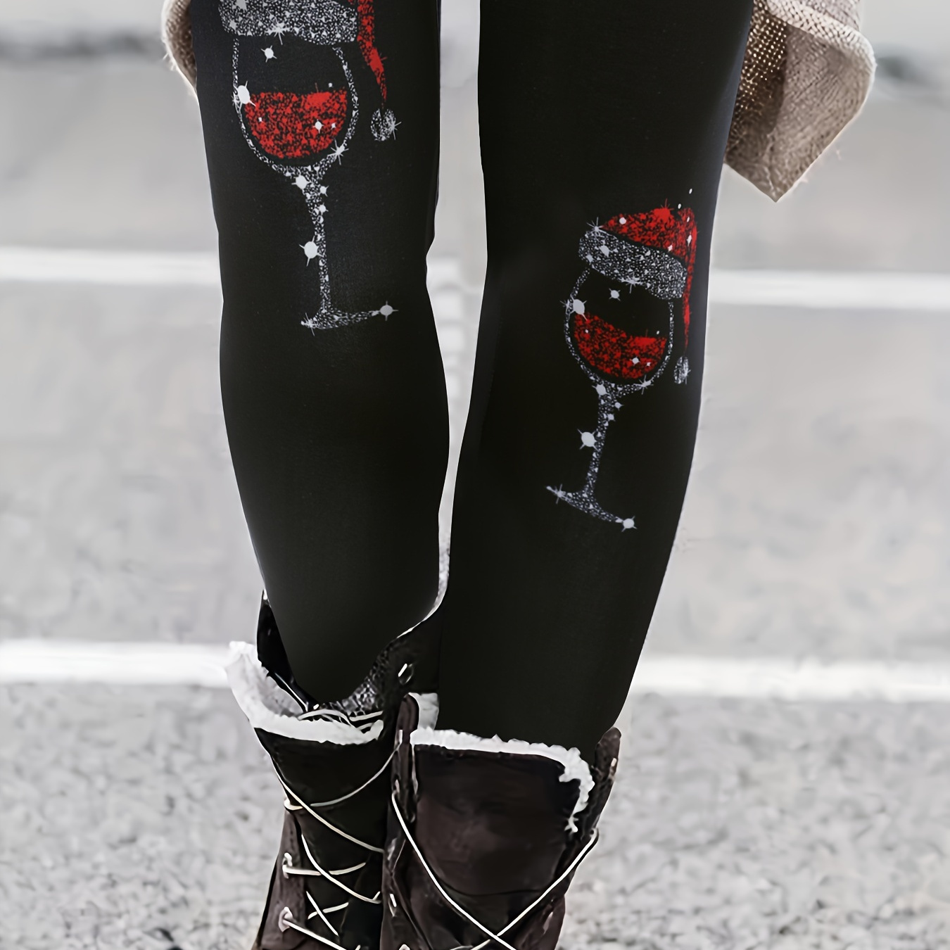 Plus Size Christmas Leggings Women's Plus Christmas Hat - Temu