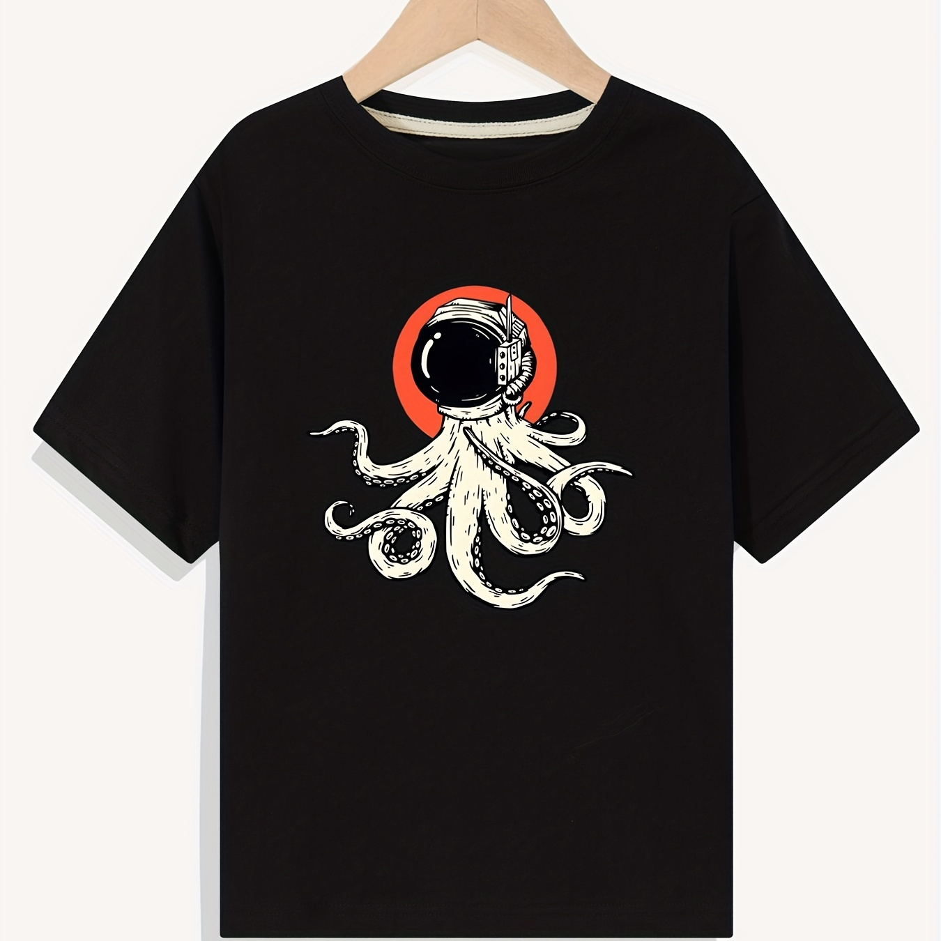 

Funny Octopus Print Boys Creative T-shirt, Casual Lightweight Comfy Short Sleeve Tee Tops, Kids Clothings For Summer