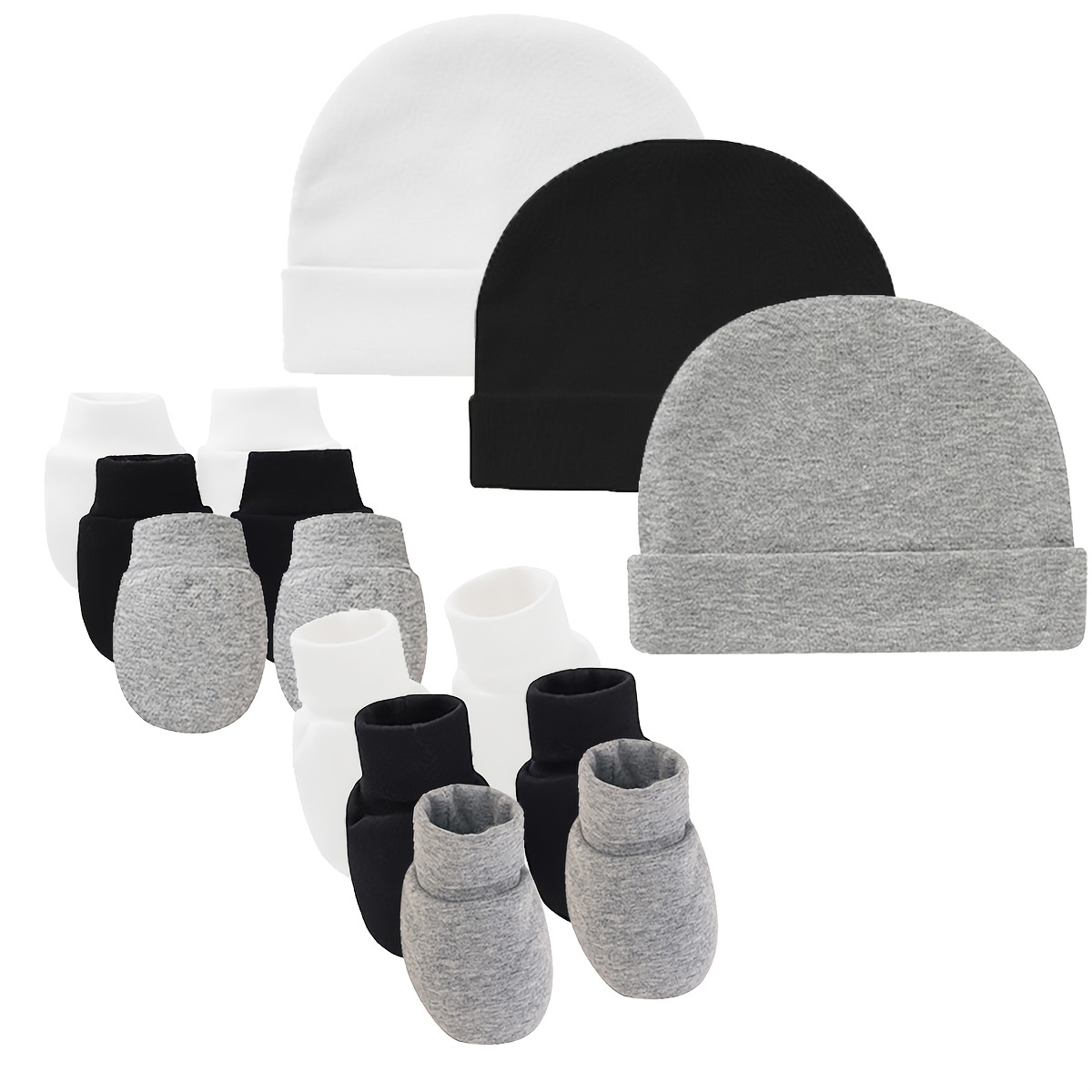 

3sets Cute Hat & Mittens & Socks Set For Newborn Baby Boys Girls, Beanie Hat, 0-6 Month