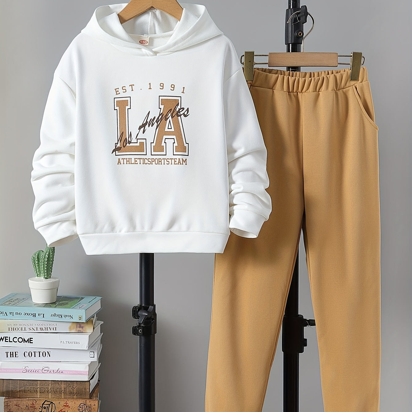 Boy's 2pcs, Hoodie & Sweatpants Set, LA Letter Print Long Sleeve Top, Casual Outfits, Kids Clothes For Spring Fall