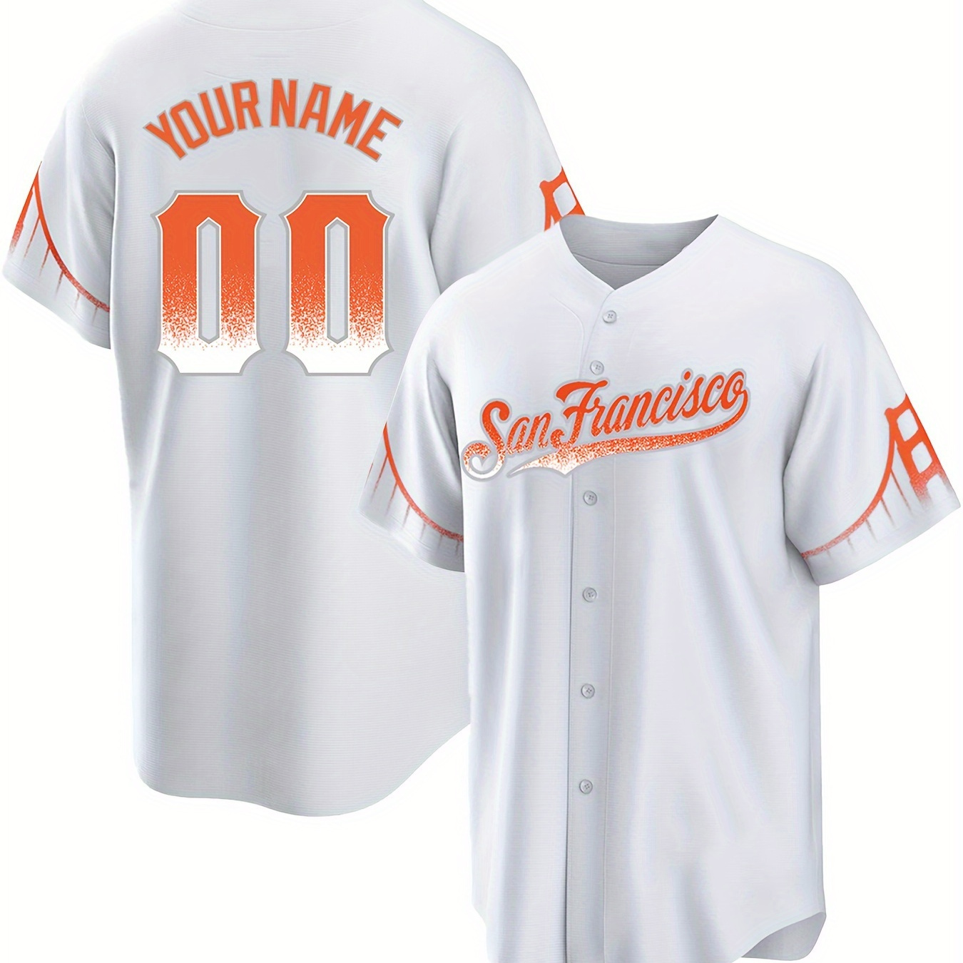 

Customized Name And Number, Men's Short Sleeve V-neck Baseball Jersey, Comfy Top For Summer Sport