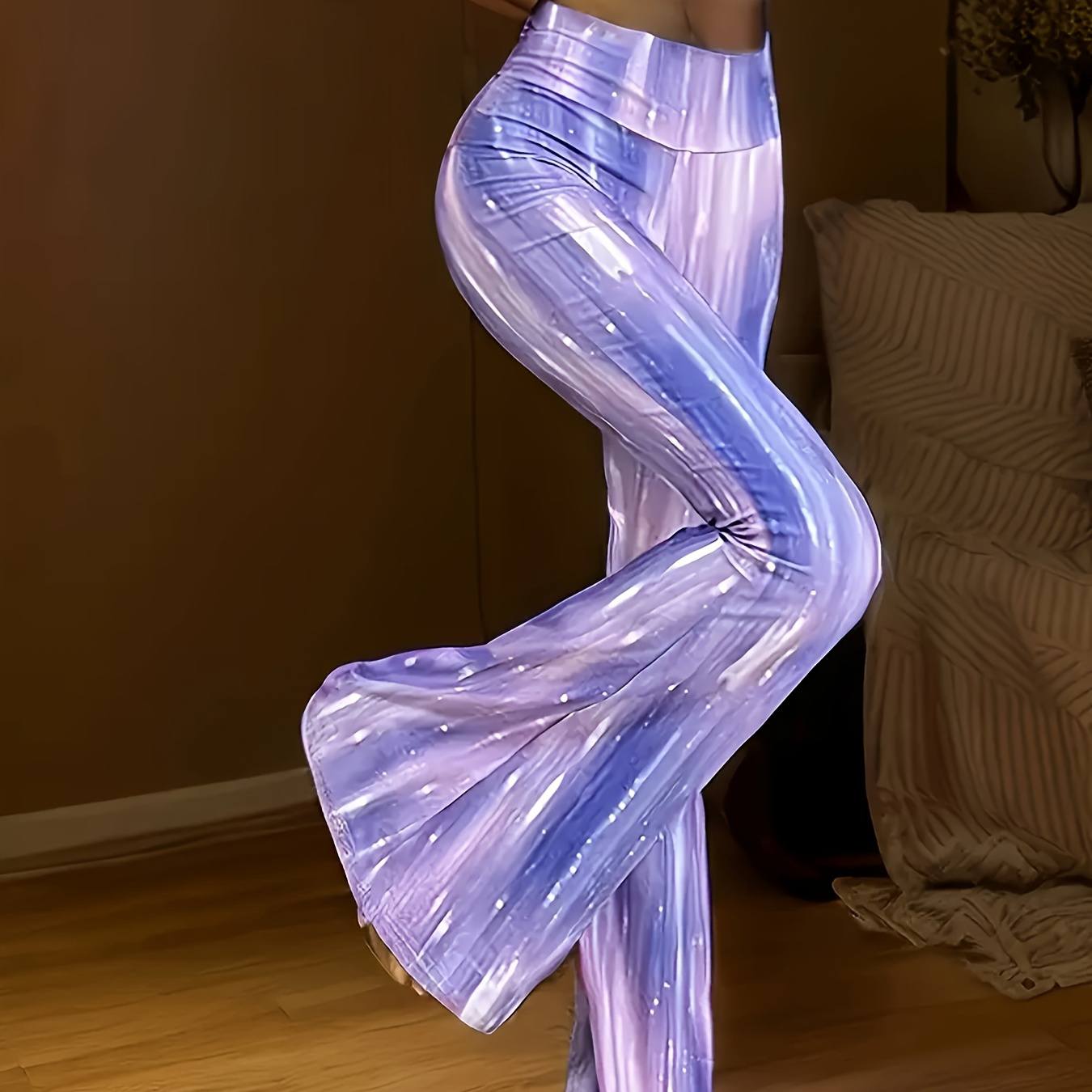 

Pantalon long élégant pour femme, pantalon évasé, pantalon large.