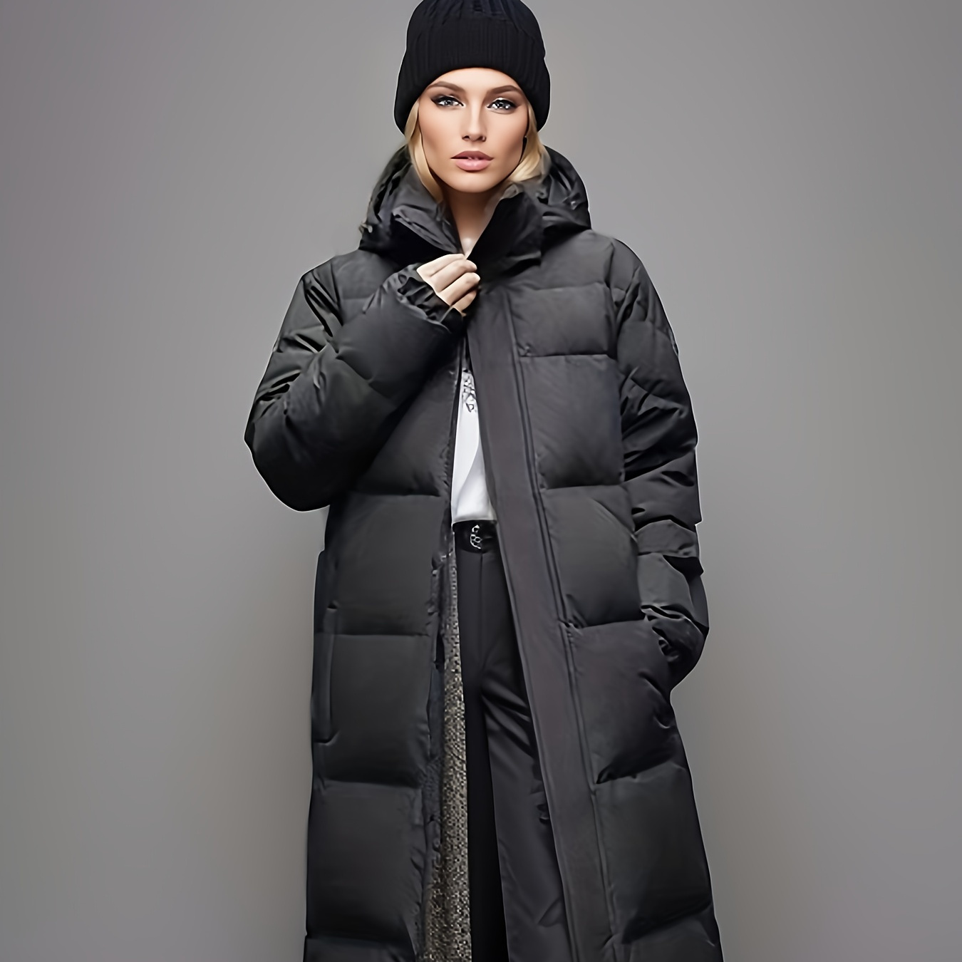 Long Length Hooded Parka, Casual Long Sleeve Winter Warm Outerwear, Women's Clothing