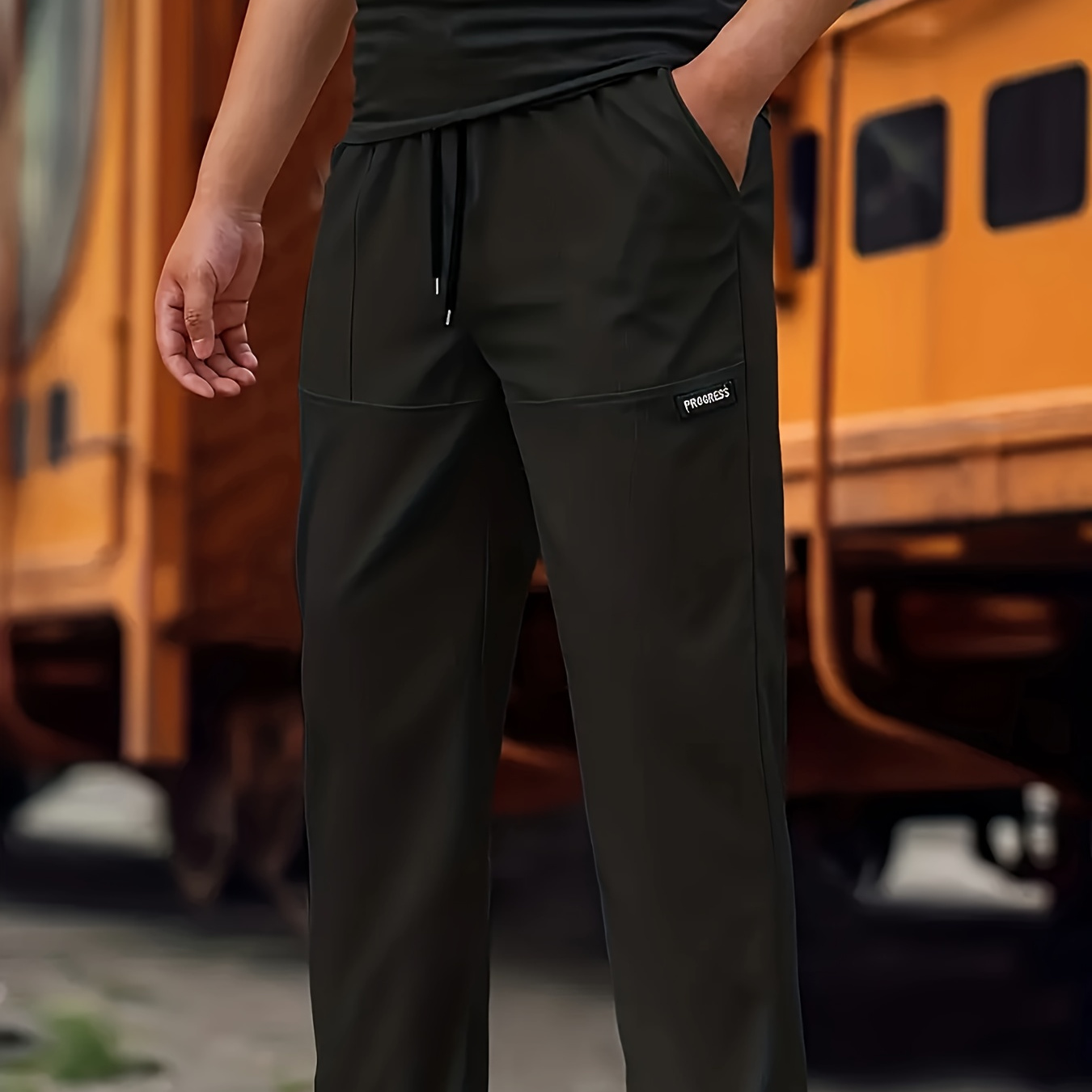 

Casual Men's Long Jogging Sports Long Pants For All Seasons Outdoor, Men's Breathable Comfy Drawstring Pocket Pants