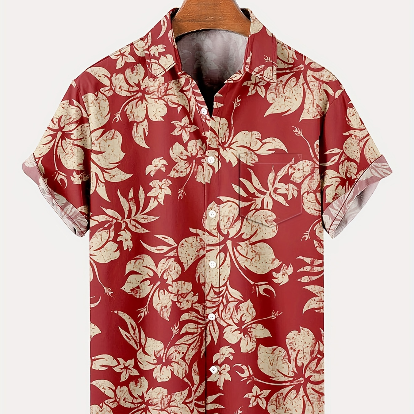 

Plus Size Men's Hawaiian Shirts For Beach, Retro Floral Printed Short Sleeve Aloha Shirts, Oversized Casual Loose Tops For Summer