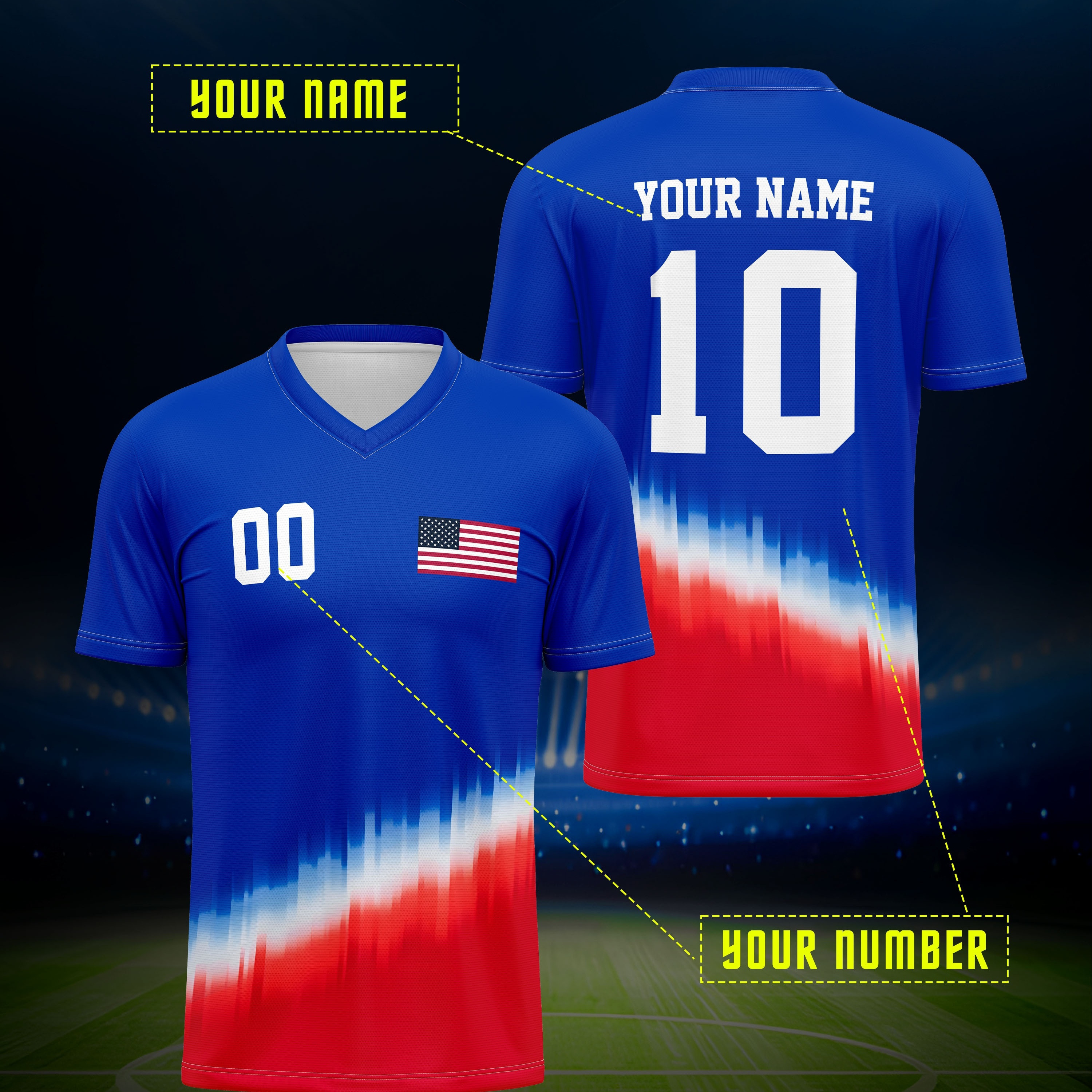 

Men's Soccer Jersey With Customized Name And Number Print, Comfy Top For Summer Sport