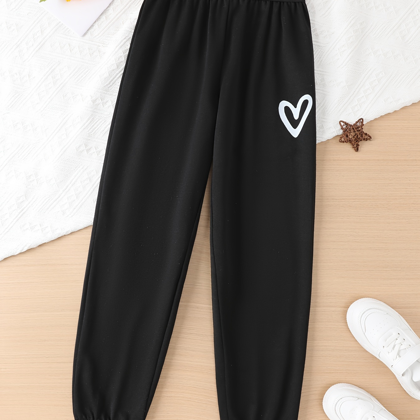 

Girls Casual Heart Print Pants Comfy Pants Outdoor Gift