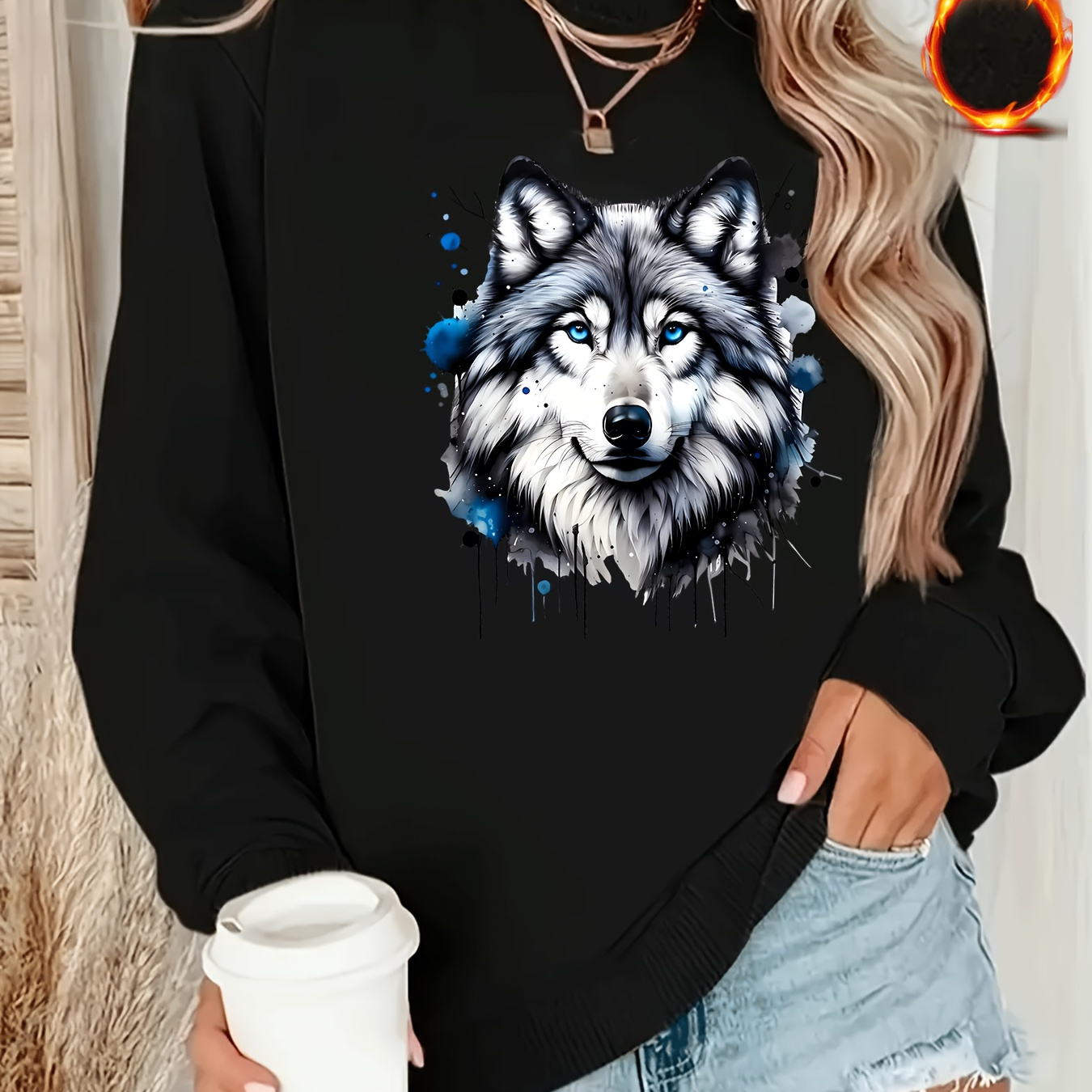 

1pc Sweatshirt à Col Rond pour Femme avec Imprimé , Tissu en 100% Polyester, Pull Confort Toutes avec Design de Éclatant, Couleur , Coupe Décontractée pour Tenue Quotidienne