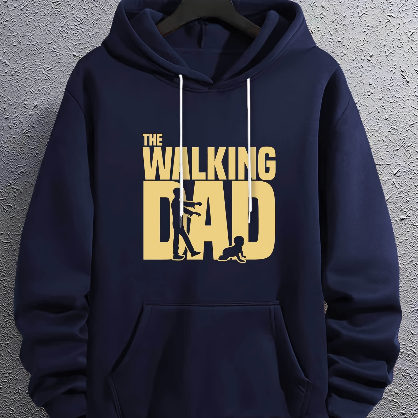 

''the Walking Dad'' Print Hoodies For Men, Graphic Hoodie With Kangaroo Pocket, Comfy Loose Trendy Hooded Pullover, Mens Clothing For Autumn Winter