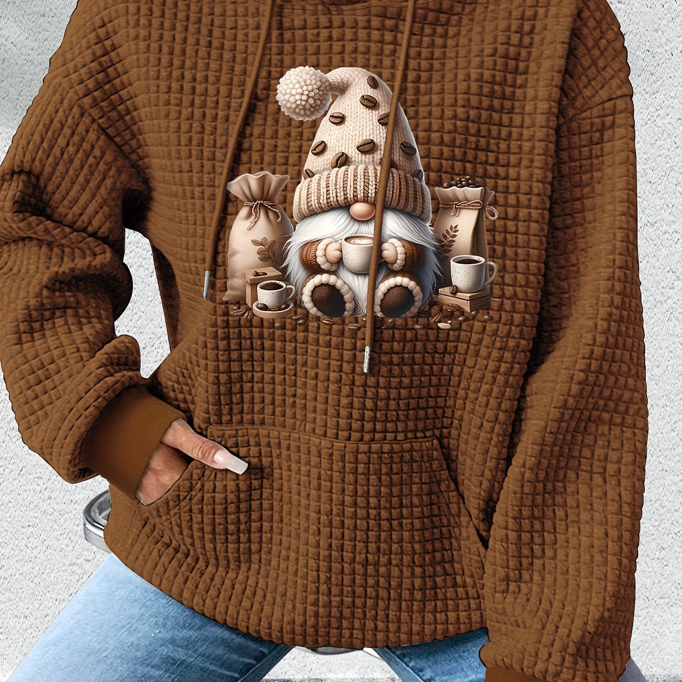 

Women' Sticker Loose Casual Hoodie Cable Knit Sweatshirt X4628