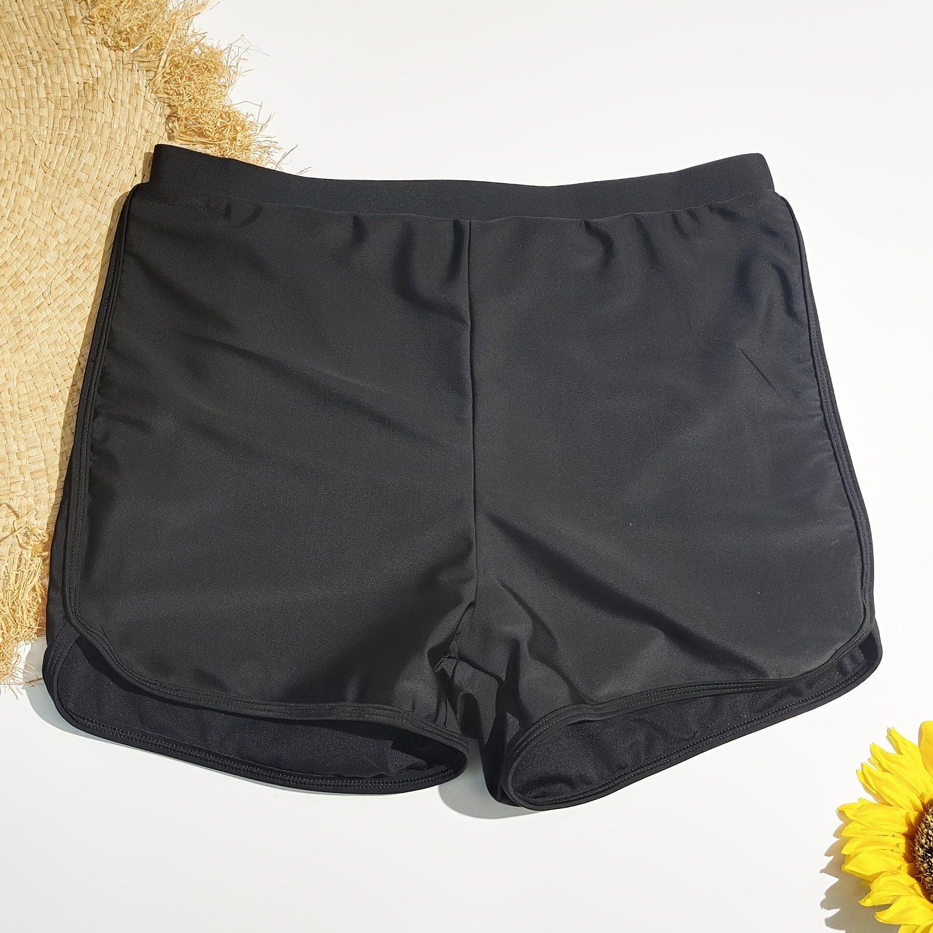 

Women's Casual Bikini Bottoms, Plus Size Solid Color High Stretch Swimwear Swim Shorts