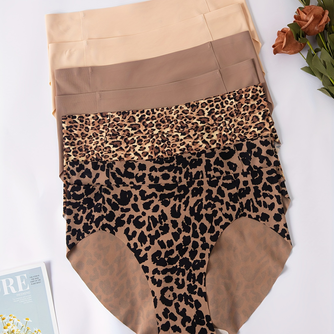 

8pcs Seamless Women's Underwear, And Comfortable Shaping Low Waist Leopard Print Underwear