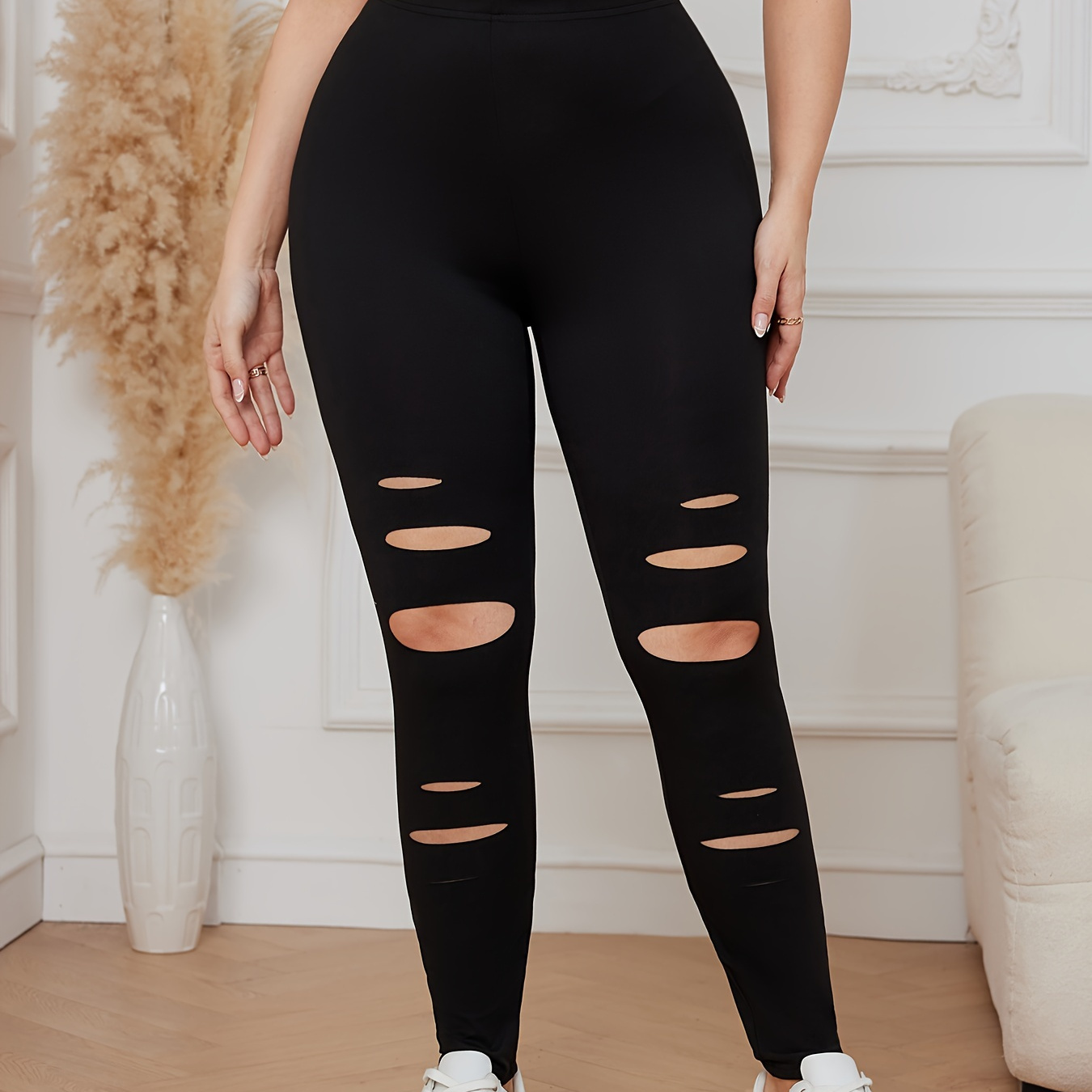Ripped Leggings for Women, Leyorie Plus Size Sexy Tight Trousers