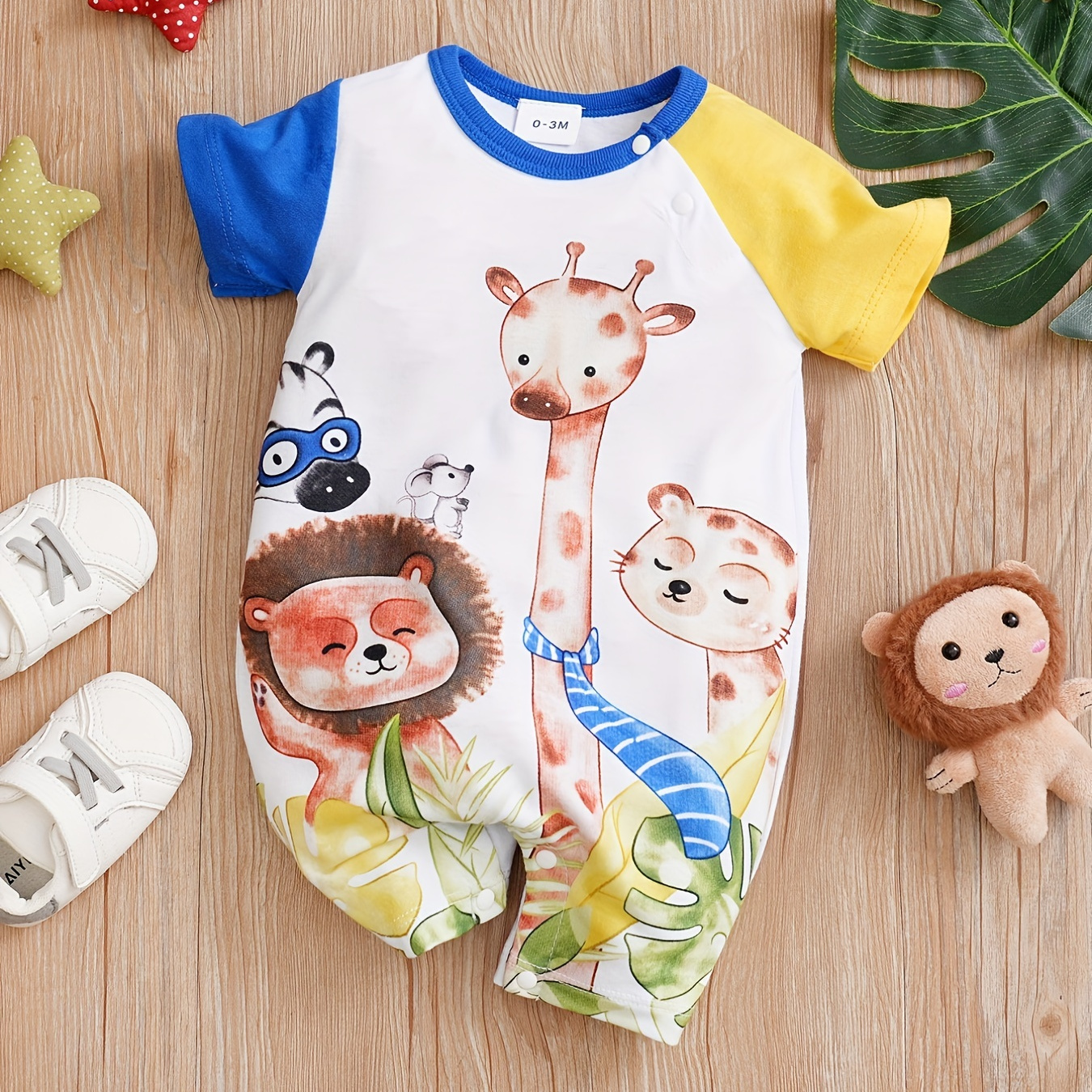 

Cute Cartoon Animal Short Sleeve Baby Bodysuit, Infant Romper (regular Short Sleeve + Raglan Sleeve)