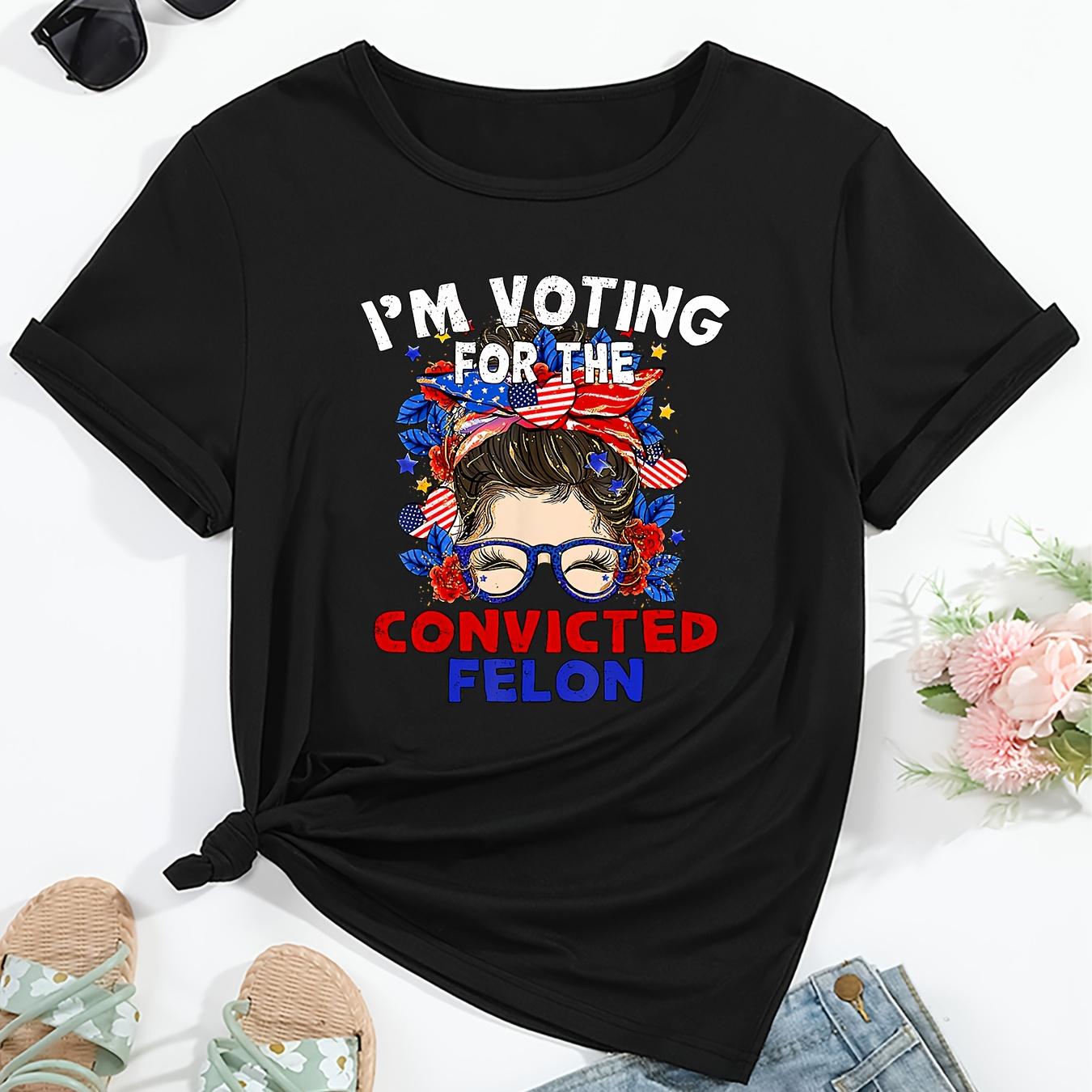 

2024 Us Election "i'm Voting For The Convicted " Women's Printed Casual Short-sleeved T-shirt