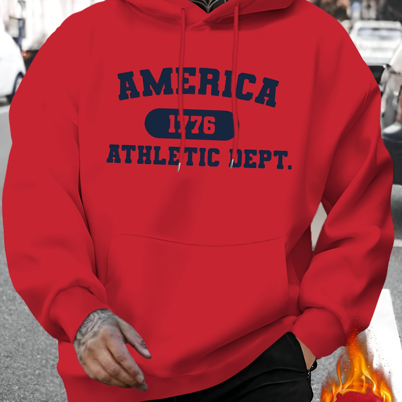 

Men's America 1776 Graphic Hoodie - Polyester Hooded Sweatshirts With Slight Stretch - Fall/winter Long Sleeve Regular Fabric Hoodies