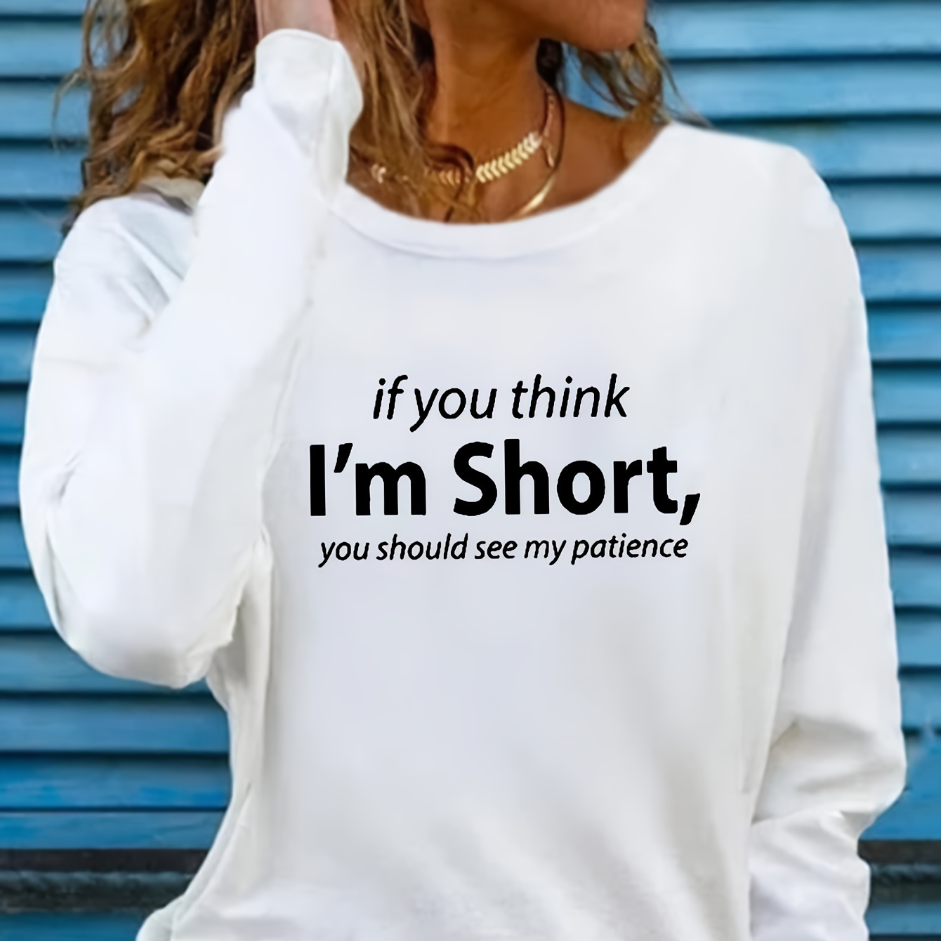 

Letter Print T-shirt, Long Sleeve Crew Neck Casual Top For Spring & Fall, Women's Clothing