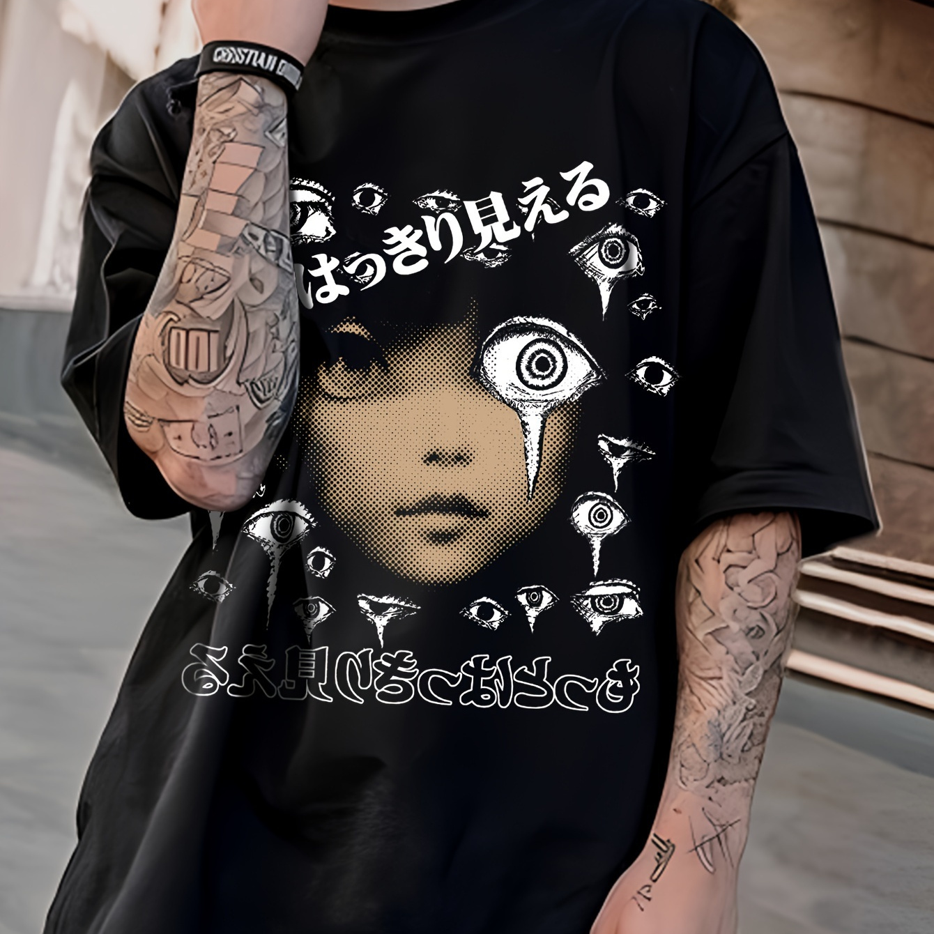 

Men's Doll Print T-shirt, Casual Short Sleeve Crew Neck Tee, Men's Clothing For Outdoor