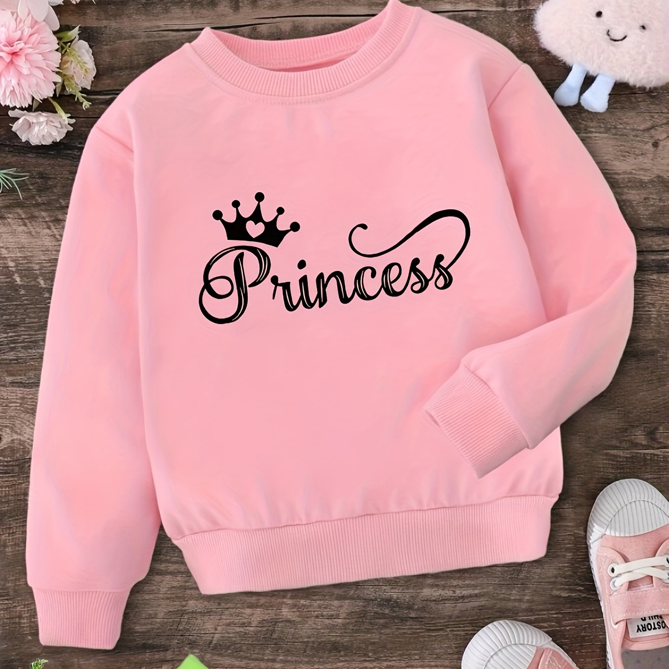 

princess" Print Girls Sweatshirt, Casual Breathable Sweatshirt For Spring Fall Outdoor Activities, Tops For Kids