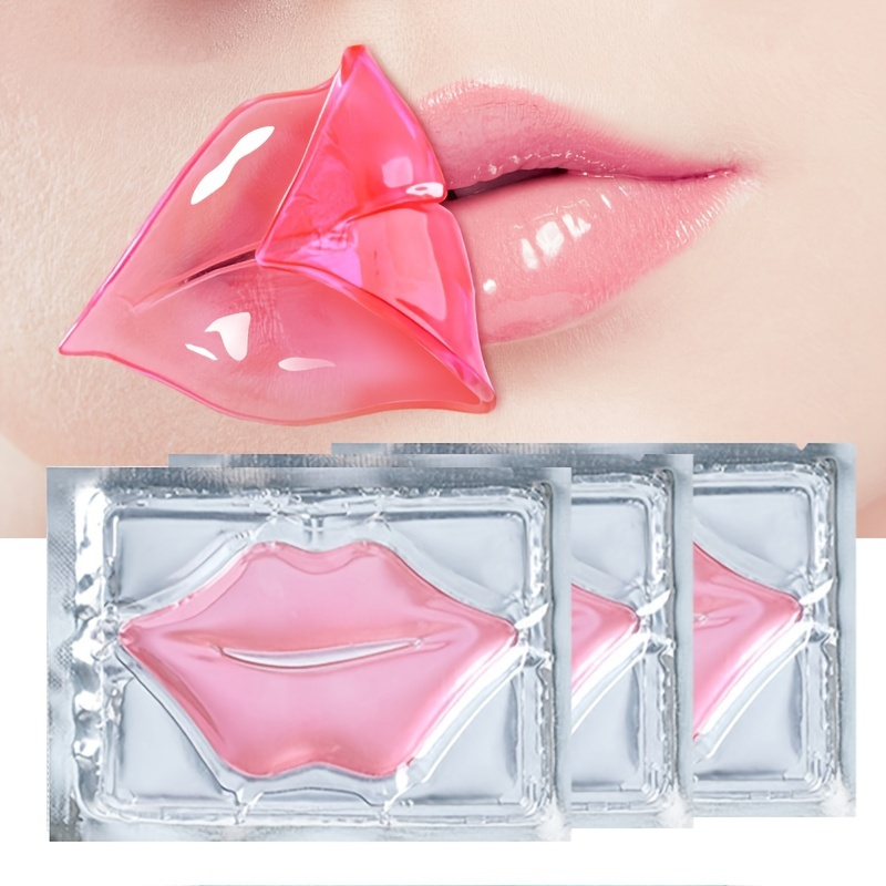 Hydrating Pink Crystal Collagen Lip Mask Patches - Long-Lasting Moisture for Plump, Smooth Lips